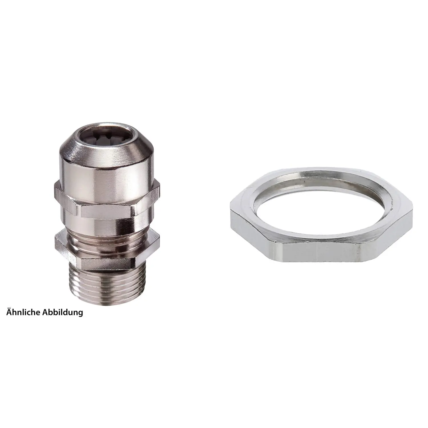 Produktfoto 1 von 59911804K WISKA Verschraubung mit Gegenmutter M16x1,5 lang inkl. O-Ring Messing (CuZn) vernickelt Gewindelänge 12,0mm