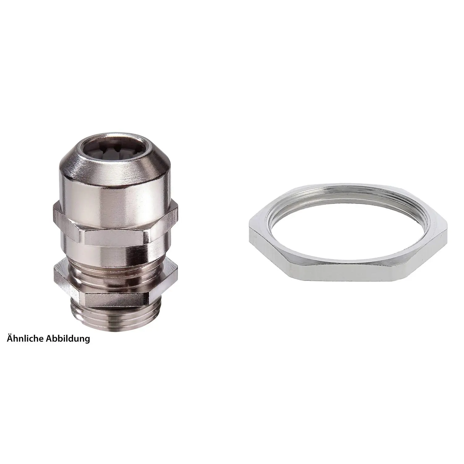 Produktfoto 1 von 59911837K WISKA Verschraubung mit Gegenmutter M32x1,5 inkl. O-Ring Messing (CuZn) vernickelt Gewindelänge 8,0mm