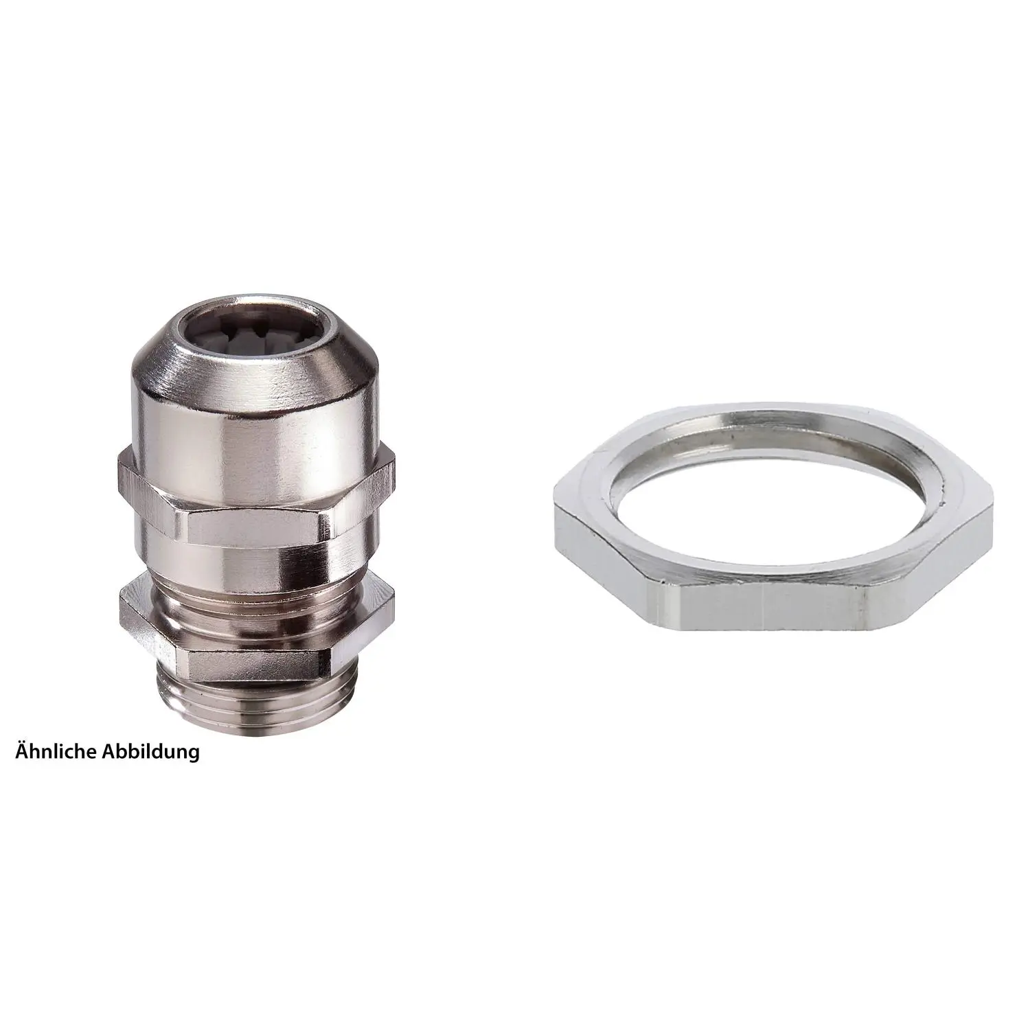 Produktfoto 1 von 59911803K WISKA Verschraubung mit Gegenmutter M16x1,5 inkl. O-Ring Messing (CuZn) vernickelt Gewindelänge 5,0mm