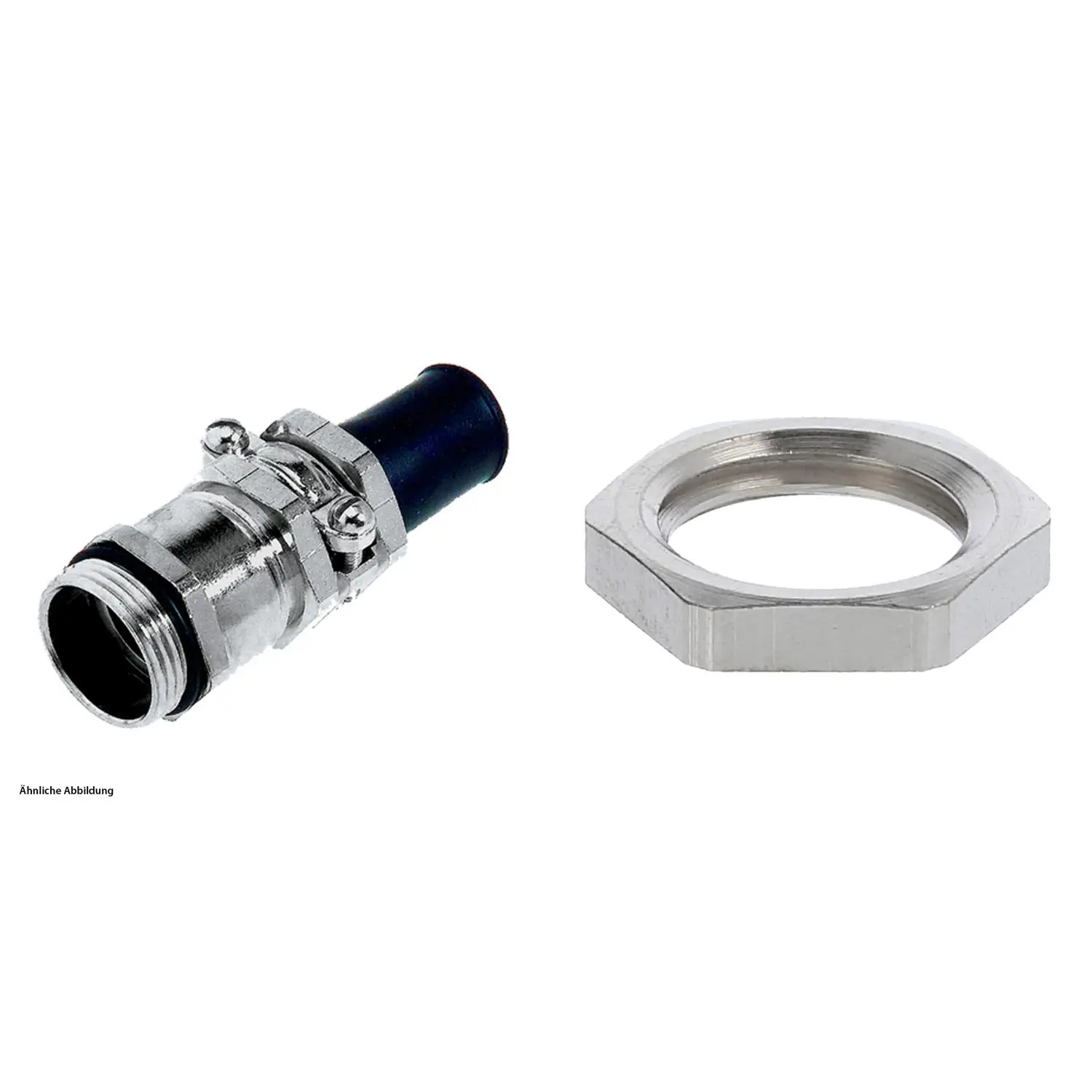 Produktfoto 1 von 59911741K LAPP Verschraubung mit externer Zugentlastung und Gegenmutter M12x1,5 mit Einschnittgummi Messing (CuZn) vernickelt Gewindelänge 5,0mm