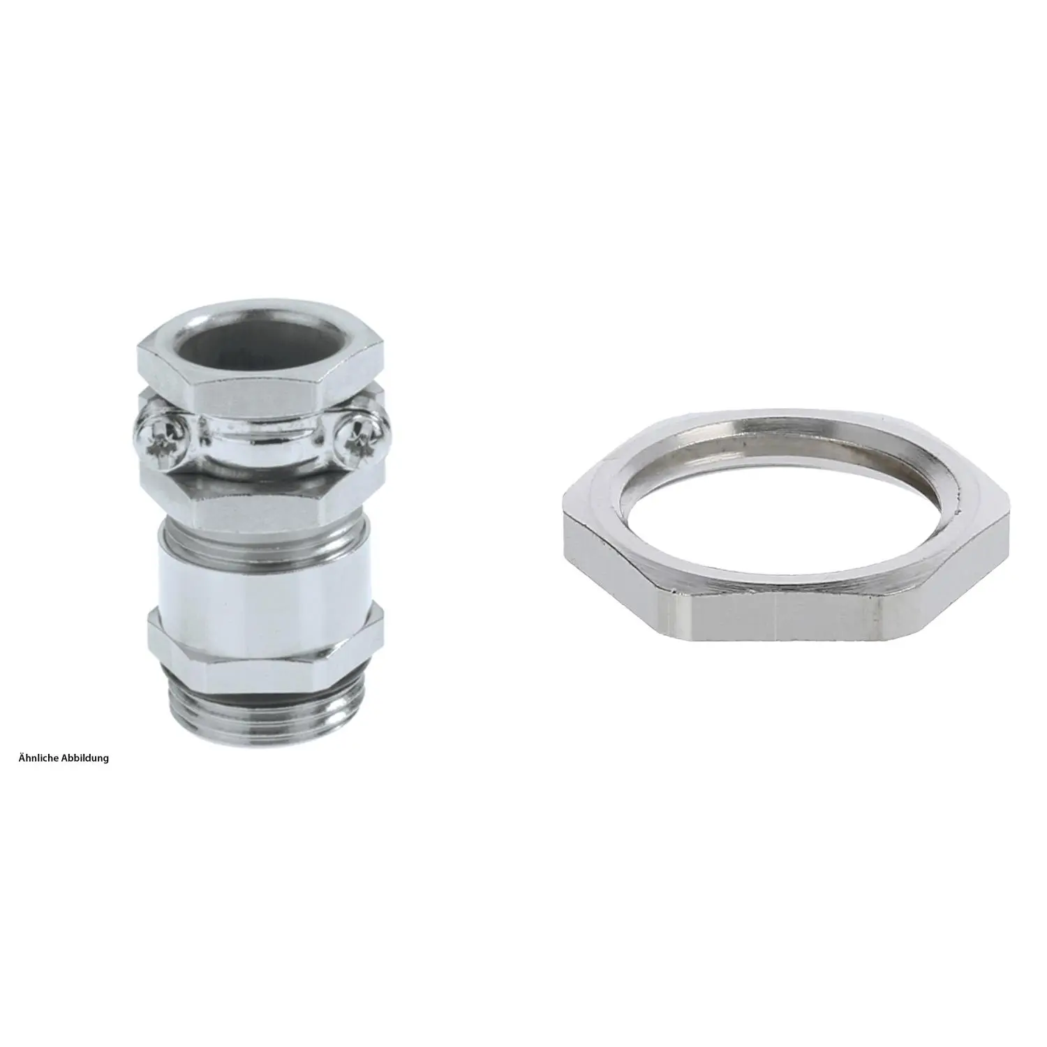 Produktfoto 1 von 59911747K LAPP Verschraubung mit externer Zugentlastung und Gegenmutter M16x1,5 mit Einschnittgummi Messing (CuZn) vernickelt Gewindelänge 5,0mm