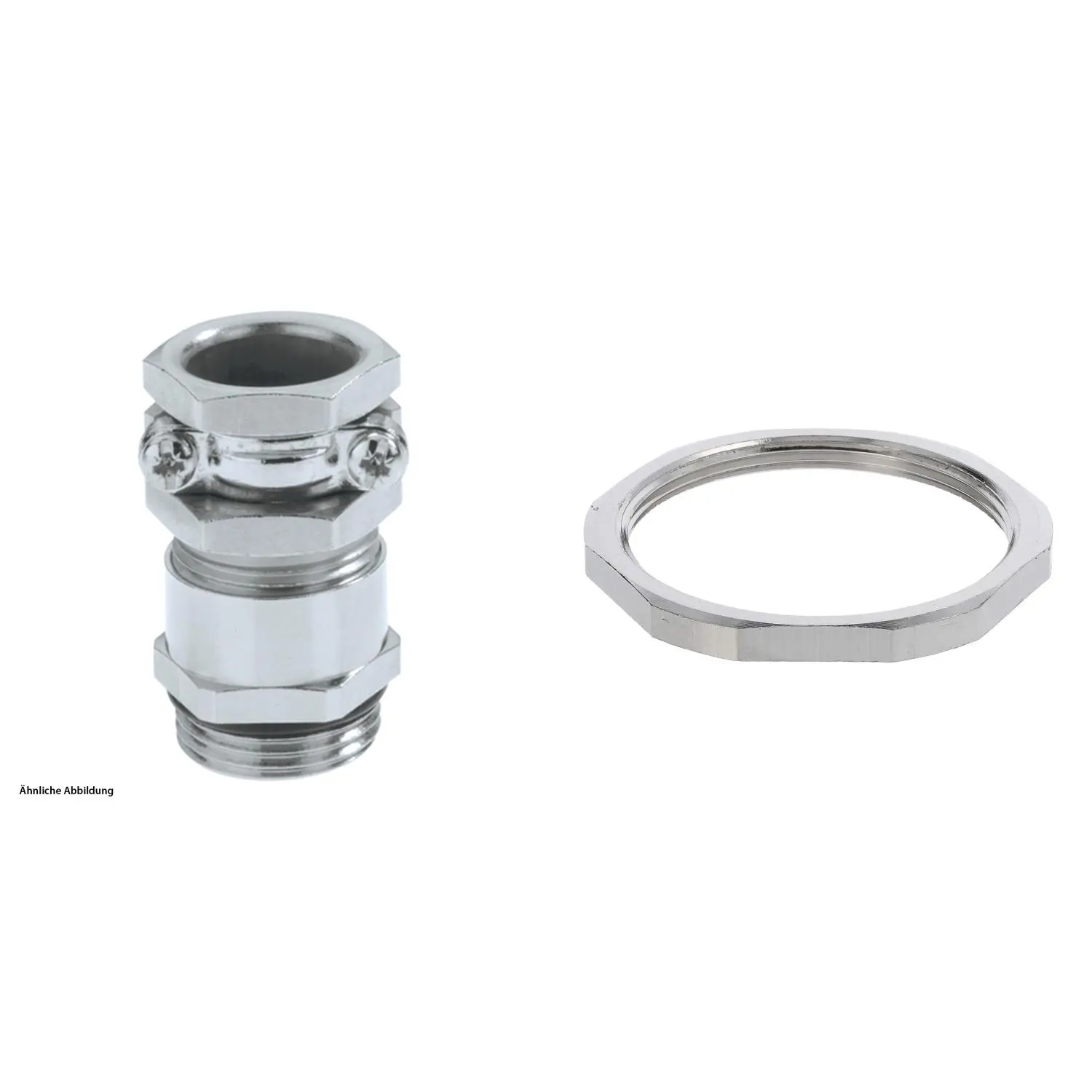Produktfoto 1 von 59911774K LAPP Verschraubung mit externer Zugentlastung und Gegenmutter M50x1,5 lang mit Einschnittgummi Messing (CuZn) vernickelt Gewindelänge 14,0mm