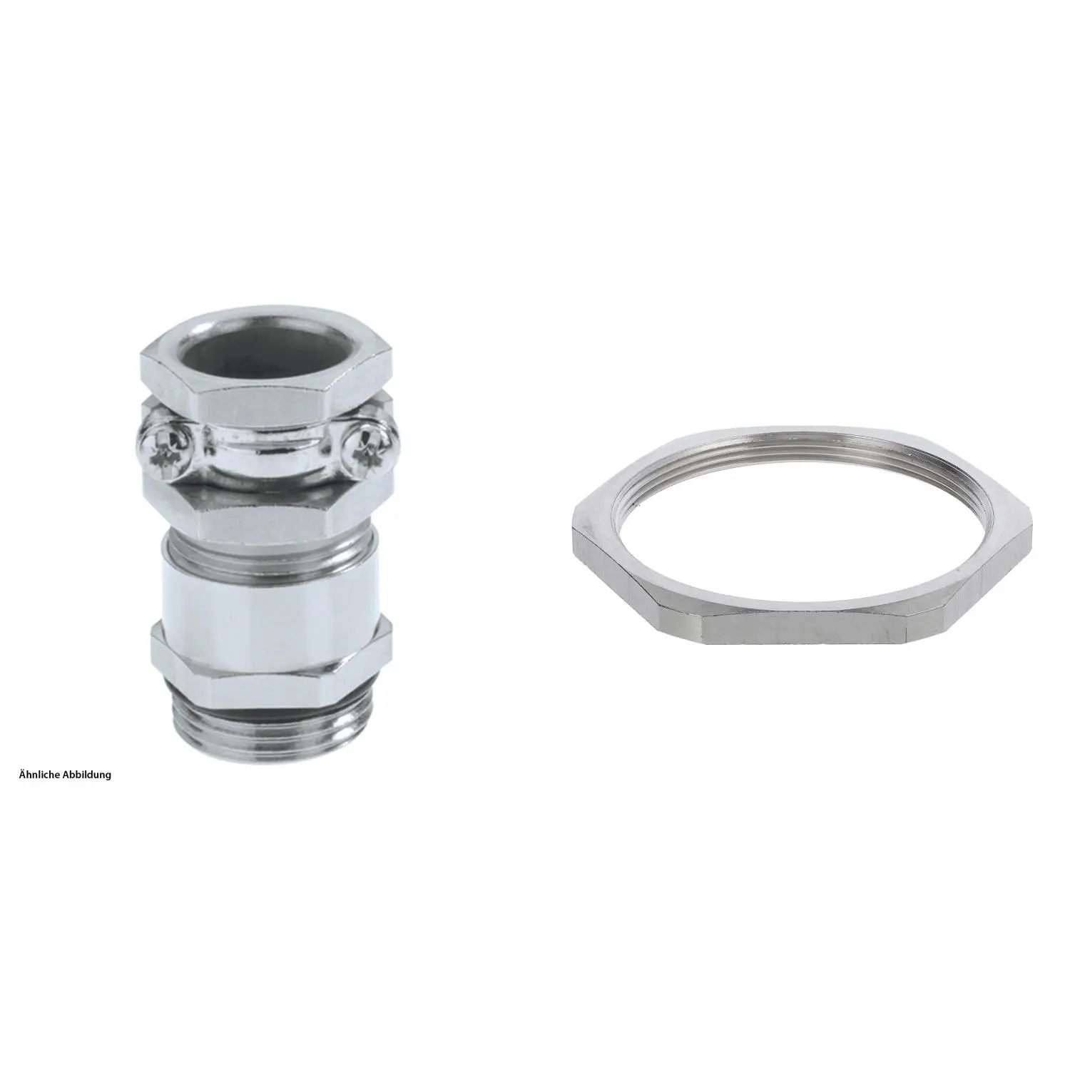 Produktfoto 1 von 59911776K LAPP Verschraubung mit externer Zugentlastung und Gegenmutter M63x1,5 lang mit Einschnittgummi Messing (CuZn) vernickelt Gewindelänge 14,0mm