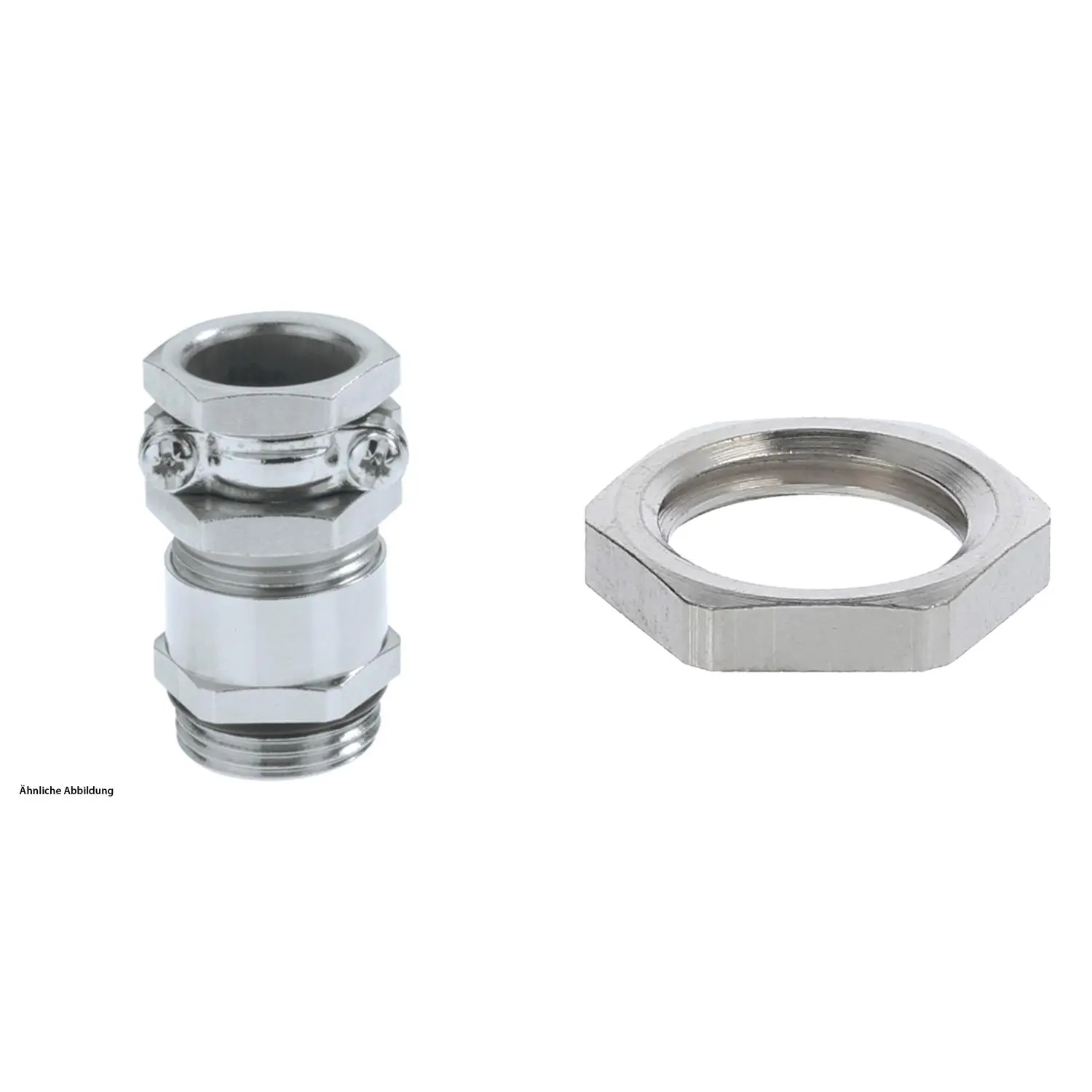 Produktfoto 1 von 59911738K LAPP Verschraubung mit externer Zugentlastung und Gegenmutter M12x1,5 lang mit Einschnittgummi Messing (CuZn) vernickelt Gewindelänge 10,0mm