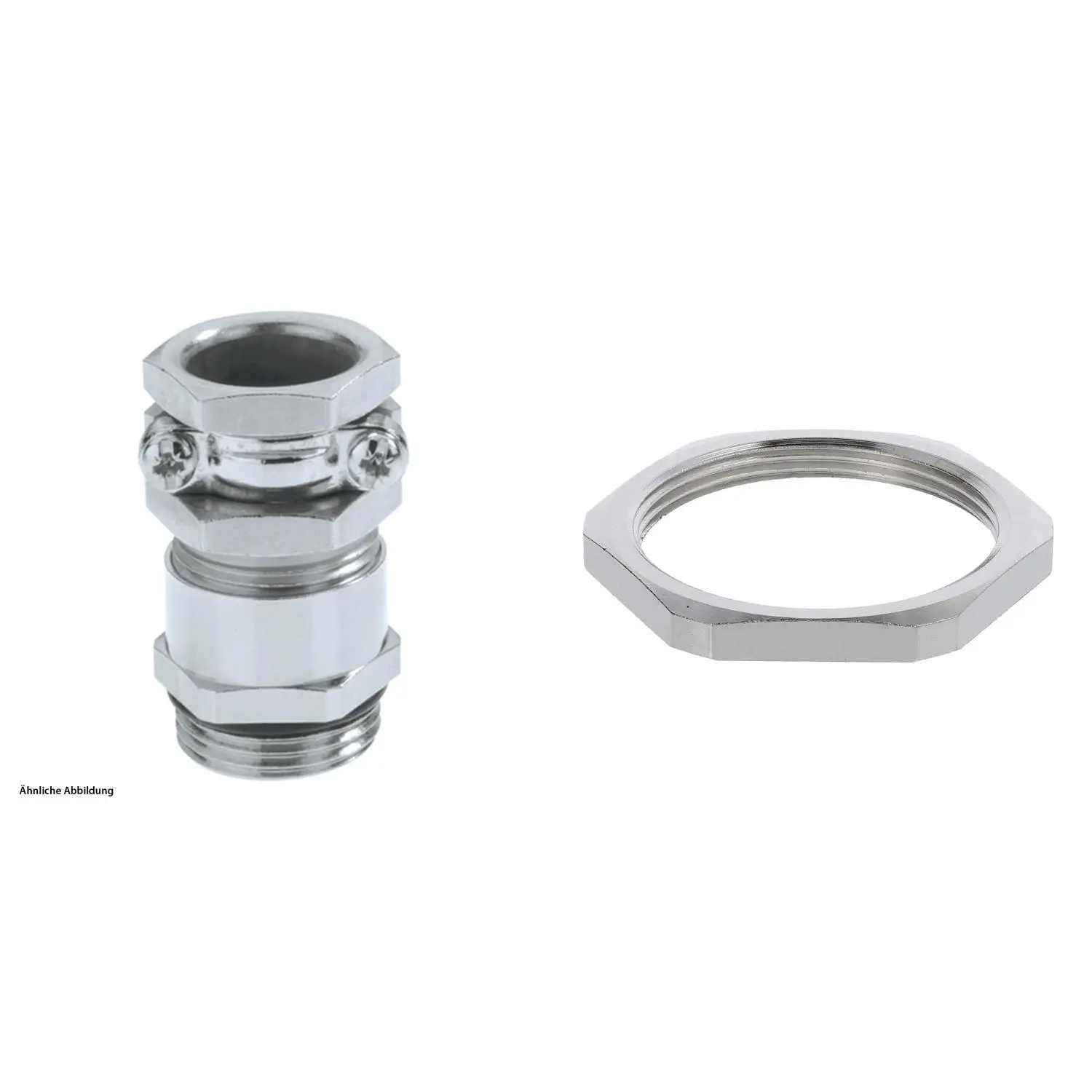 Produktfoto 1 von 59911772K LAPP Verschraubung mit externer Zugentlastung und Gegenmutter M40x1,5 lang mit Einschnittgummi Messing (CuZn) vernickelt Gewindelänge 13,0mm