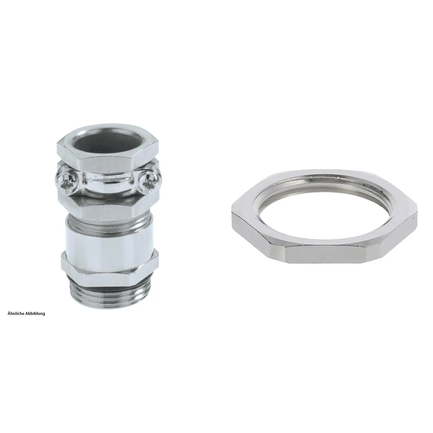 Produktfoto 1 von 59911751K LAPP Verschraubung mit externer Zugentlastung und Gegenmutter M20x1,5 lang mit Einschnittgummi Messing (CuZn) vernickelt Gewindelänge 10,0mm