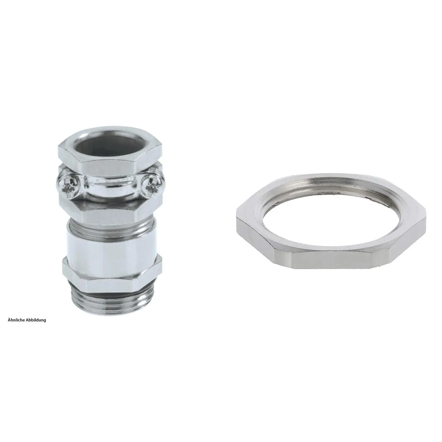 59911763K LAPP Verschraubung mit externer Zugentlastung und Gegenmutter M25x1,5 mit Einschnittgummi Messing (CuZn) vernickelt Gewindelänge 7,0mm
