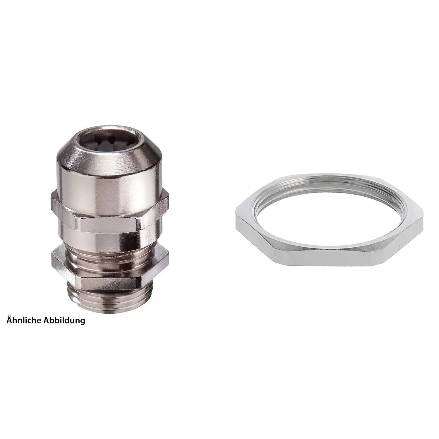 Produktfoto 1 von 59911997K WISKA Verschraubung niedrige Temperatur mit Gegenmutter M32x1,5 inkl. O-Ring Messing (CuZn) vernickelt Gewindelänge 8,0mm