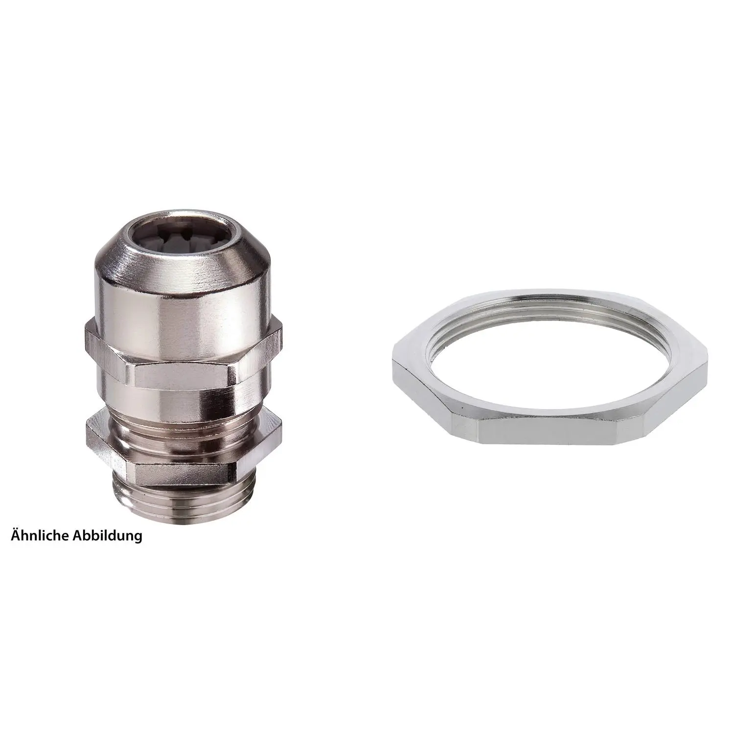 Produktfoto 1 von 59912004K WISKA Verschraubung niedrige Temperatur mit Gegenmutter M40x1,5 inkl. O-Ring Messing (CuZn) vernickelt Gewindelänge 8,0mm