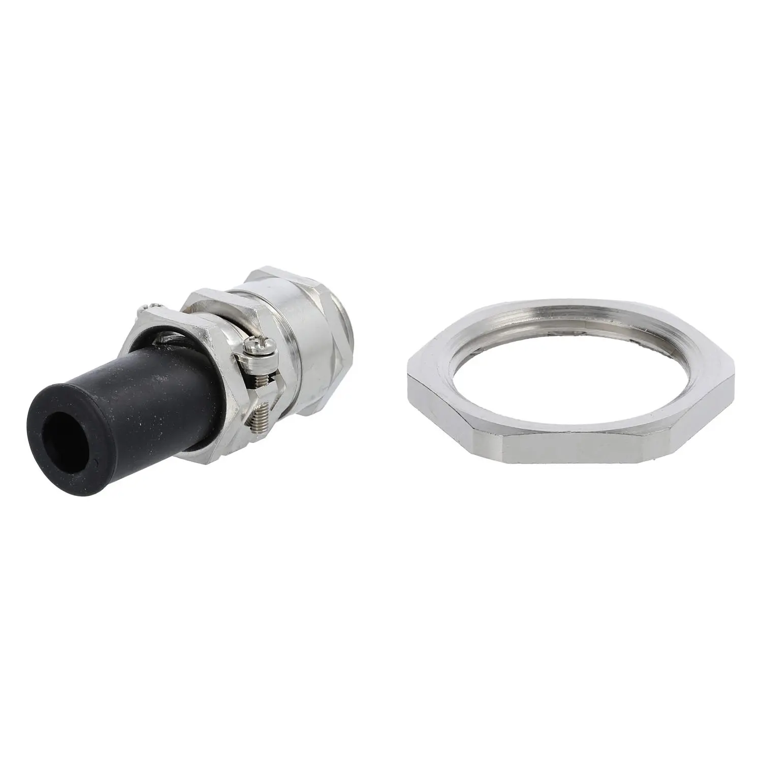 Produktfoto 1 von 59911670K LAPP Verschraubung mit Biegeschutz und Gegenmutter M25x1,5 Sechskant-Zwischenstutzen Messing (CuZn) vernickelt Gewindelänge 7,0mm