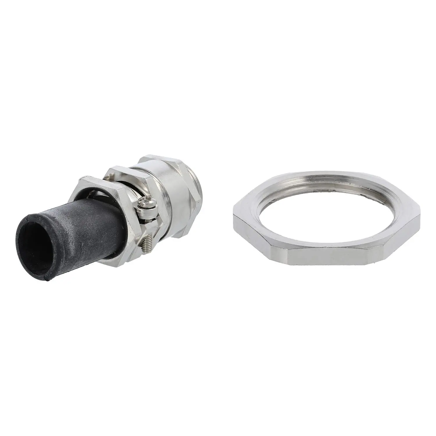 Produktfoto 1 von 59911673K LAPP Verschraubung mit Biegeschutz und Gegenmutter M25x1,5 Sechskant-Zwischenstutzen Messing (CuZn) vernickelt Gewindelänge 7,0mm