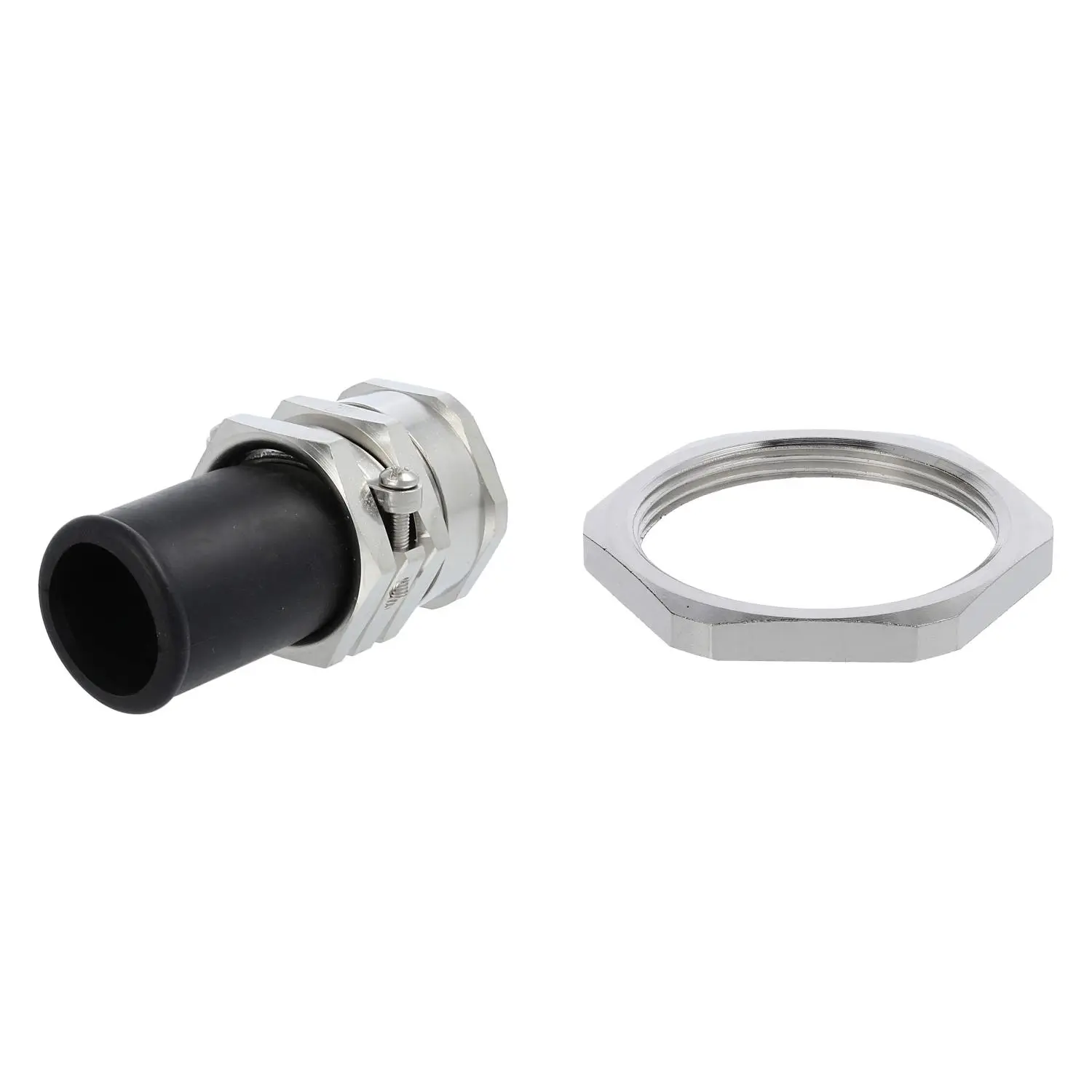 Produktfoto 1 von 59911684K LAPP Verschraubung mit Biegeschutz und Gegenmutter M40x1,5 Sechskant-Zwischenstutzen Messing (CuZn) vernickelt Gewindelänge 9,0mm