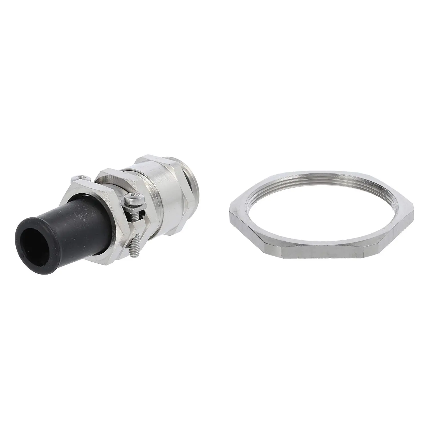 Produktfoto 1 von 59911689K LAPP Verschraubung mit Biegeschutz und Gegenmutter M63x1,5 Messing (CuZn) vernickelt Gewindelänge 10,0mm