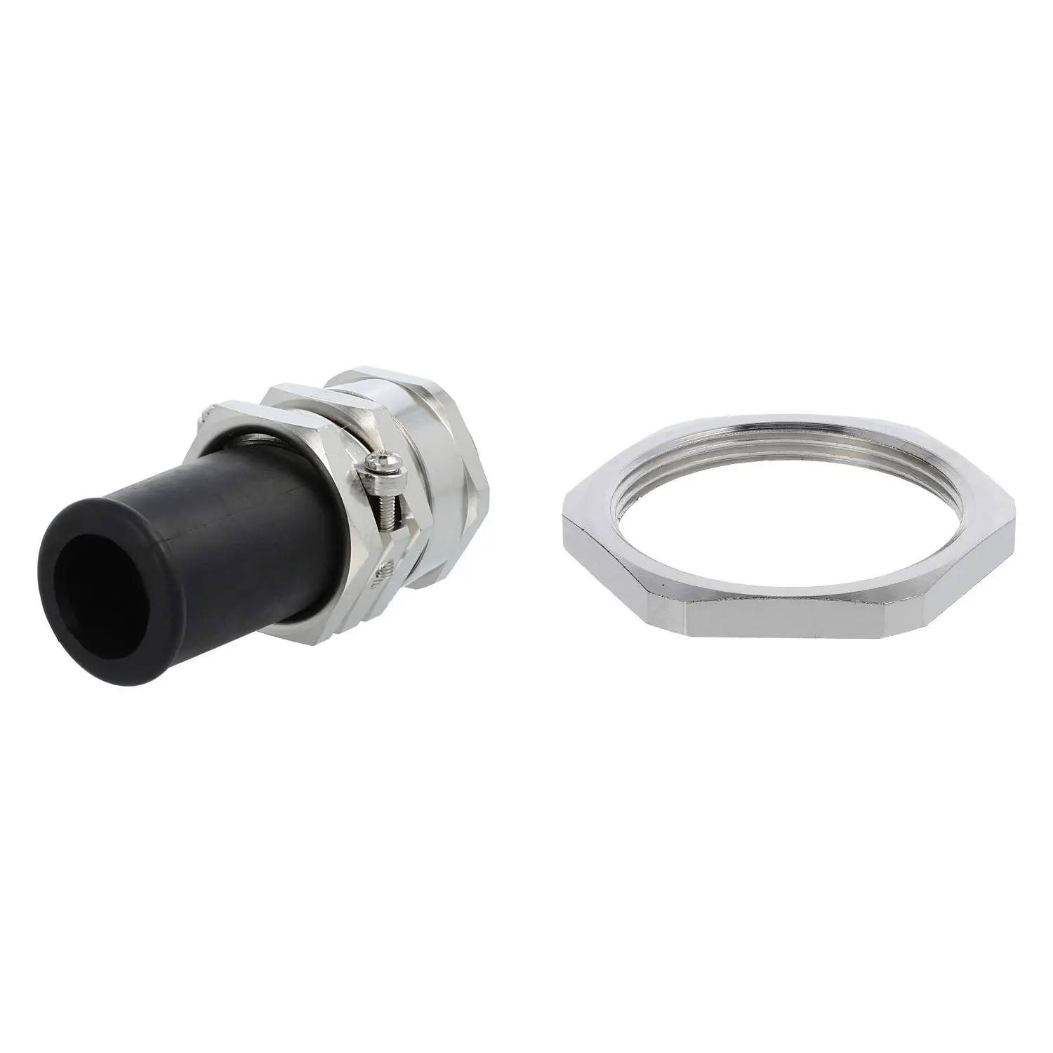Produktfoto 1 von 59911683K LAPP Verschraubung mit Biegeschutz und Gegenmutter M40x1,5 Sechskant-Zwischenstutzen Messing (CuZn) vernickelt Gewindelänge 9,0mm
