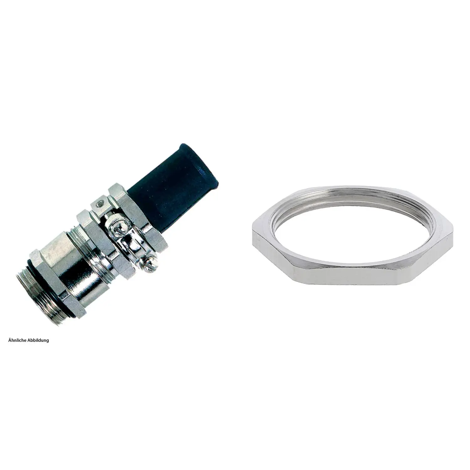 Produktfoto 1 von 59911593K LAPP Verschraubung mit Biegeschutz EMV und Gegenmutter M32x1,5 Messing (CuZn) vernickelt Gewindelänge 8,0mm