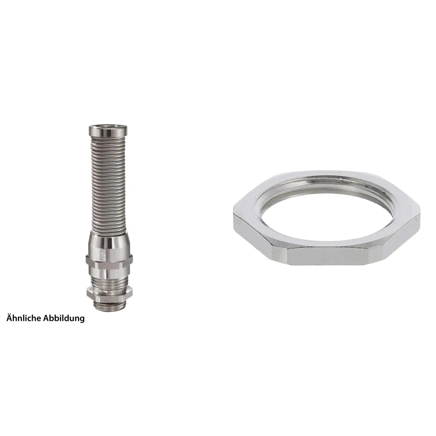Produktfoto 1 von 59911938K WISKA Verschraubung mit M-Biegeschutz und Gegenmutter M20x1,5 inkl. O-Ring Messing (CuZn) vernickelt Gewindelänge 6,0mm