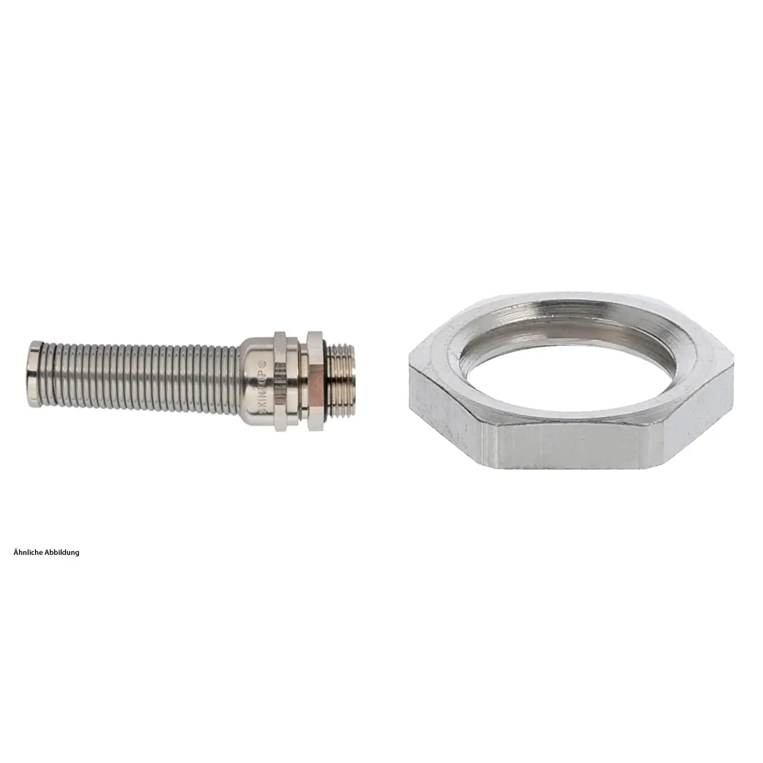 Produktfoto 1 von 59911935K LAPP Verschraubung mit M-Biegeschutz und Gegenmutter M12x1,5 Messing (CuZn) vernickelt Gewindelänge 6,5mm