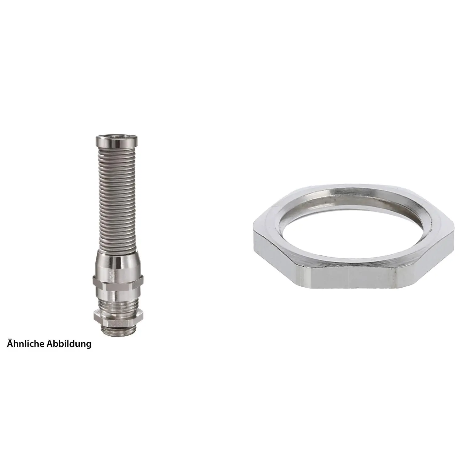 Produktfoto 1 von 59911936K WISKA Verschraubung mit M-Biegeschutz und Gegenmutter M16x1,5 inkl. O-Ring Messing (CuZn) vernickelt Gewindelänge 5,0mm