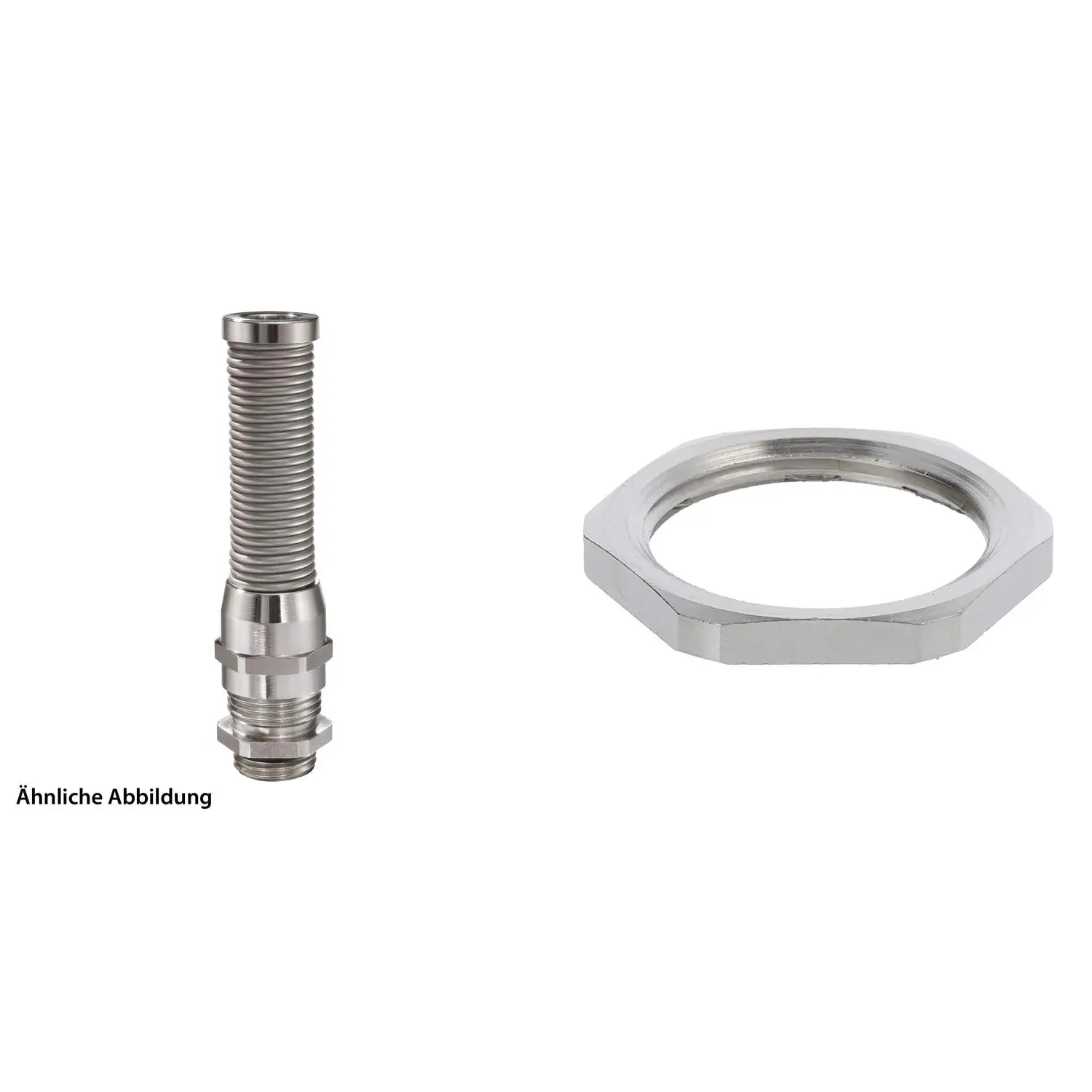 Produktfoto 1 von 59911940K WISKA Verschraubung mit M-Biegeschutz und Gegenmutter M25x1,5 inkl. O-Ring Messing (CuZn) vernickelt Gewindelänge 7,0mm