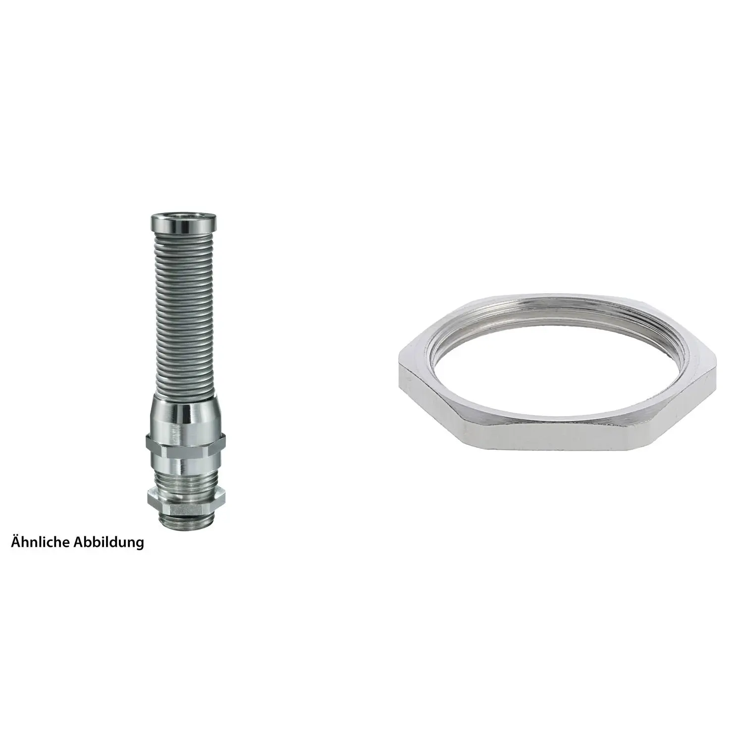 Produktfoto 1 von 59911942K WISKA Verschraubung mit M-Biegeschutz und Gegenmutter M32x1,5 inkl. O-Ring Messing (CuZn) vernickelt Gewindelänge 8,0mm