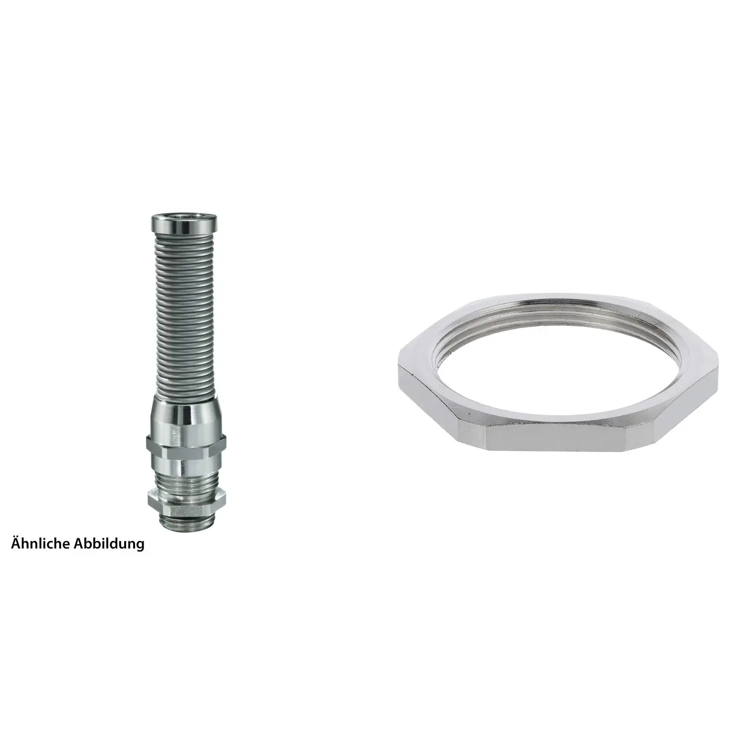 Produktfoto 1 von 59911944K WISKA Verschraubung mit M-Biegeschutz und Gegenmutter M40x1,5 inkl. O-Ring Messing (CuZn) vernickelt Gewindelänge 8,0mm