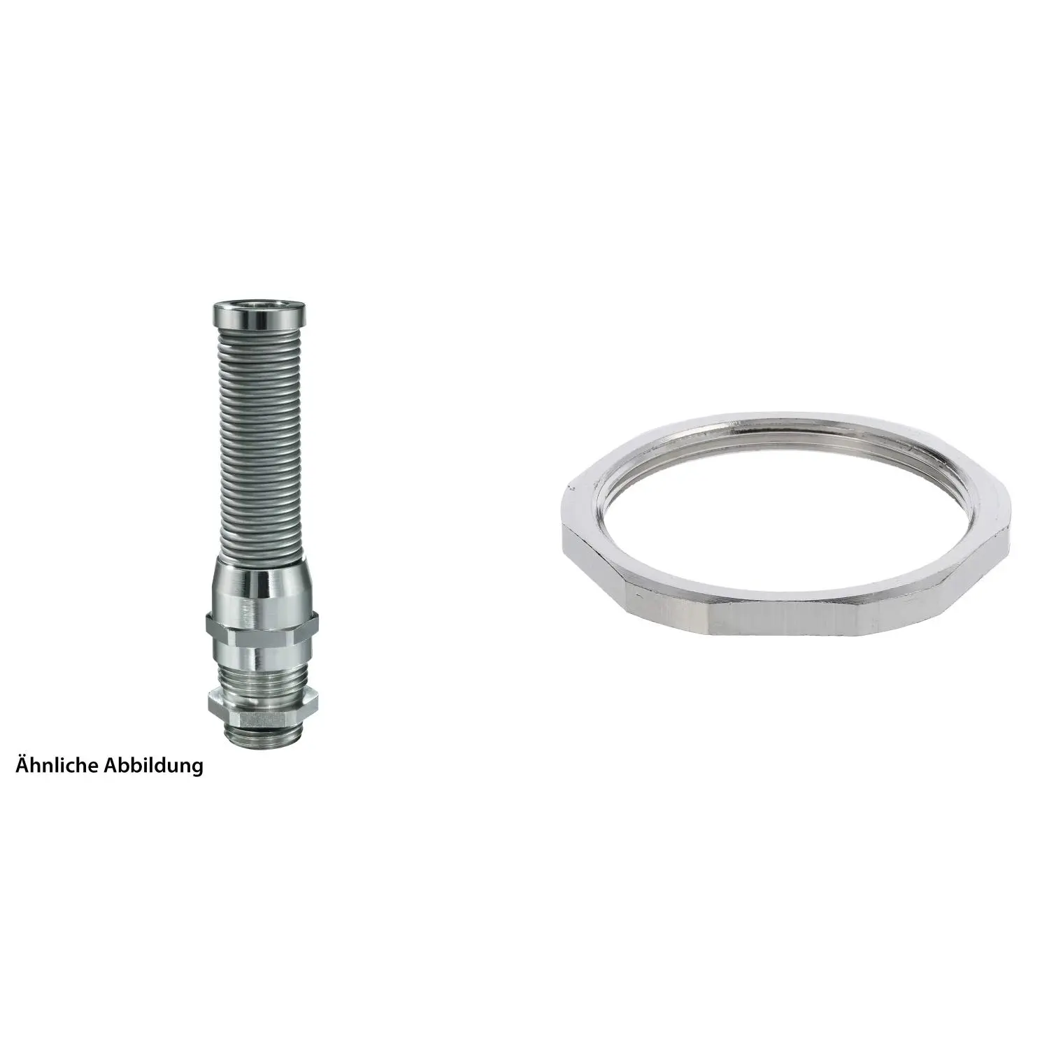 Produktfoto 1 von 59911946K WISKA Verschraubung mit M-Biegeschutz und Gegenmutter M50x1,5 inkl. O-Ring Messing (CuZn) vernickelt Gewindelänge 9,0mm