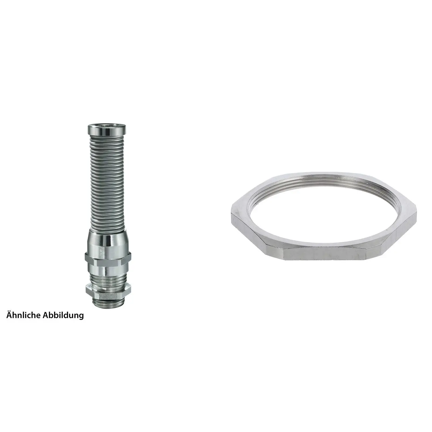 Produktfoto 1 von 59911948K WISKA Verschraubung mit M-Biegeschutz und Gegenmutter M63x1,5 inkl. O-Ring Messing (CuZn) vernickelt Gewindelänge 10,0mm