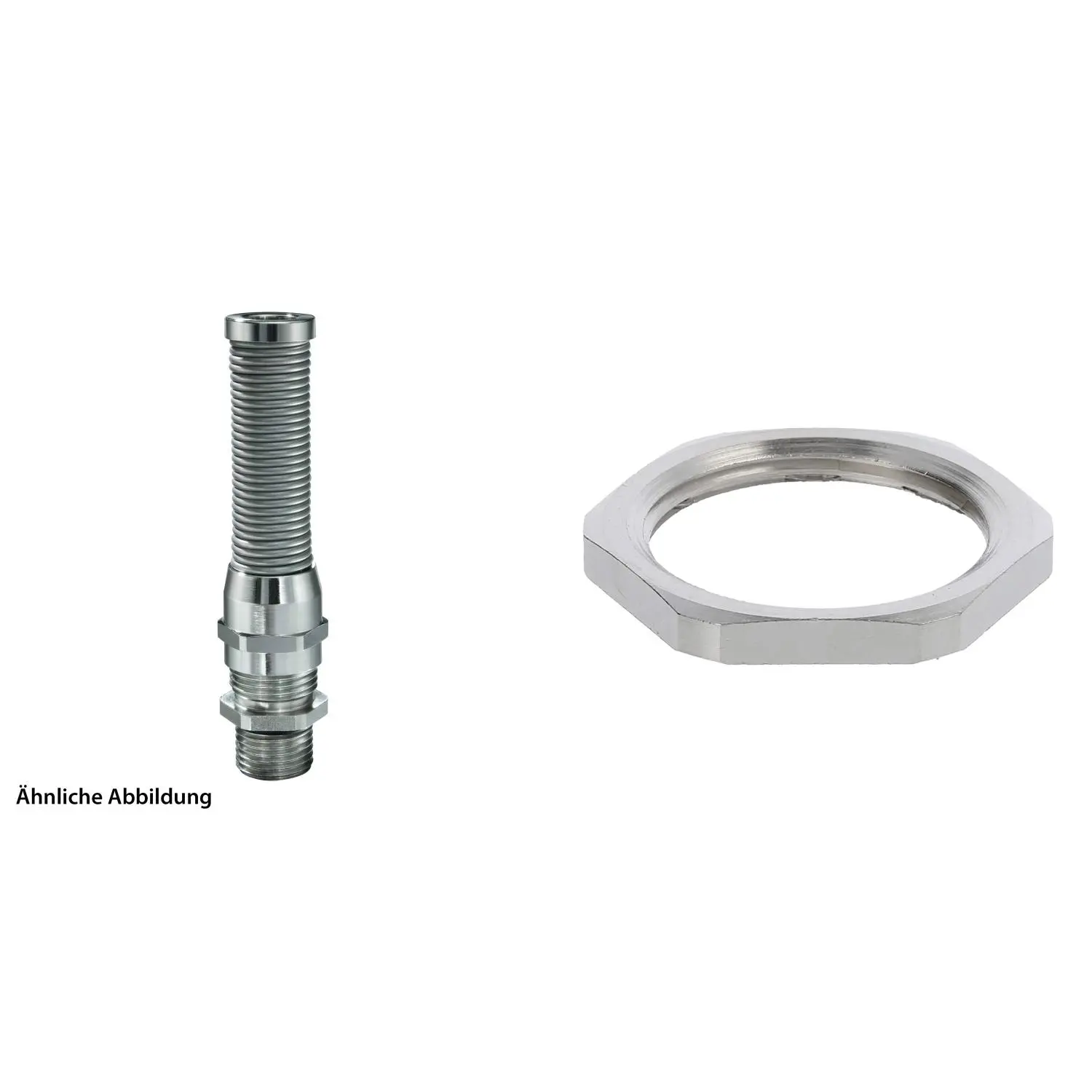 59911941K WISKA Verschraubung mit M-Biegeschutz und Gegenmutter M25x1,5 lang inkl. O-Ring Messing (CuZn) vernickelt Gewindelänge 12,0mm