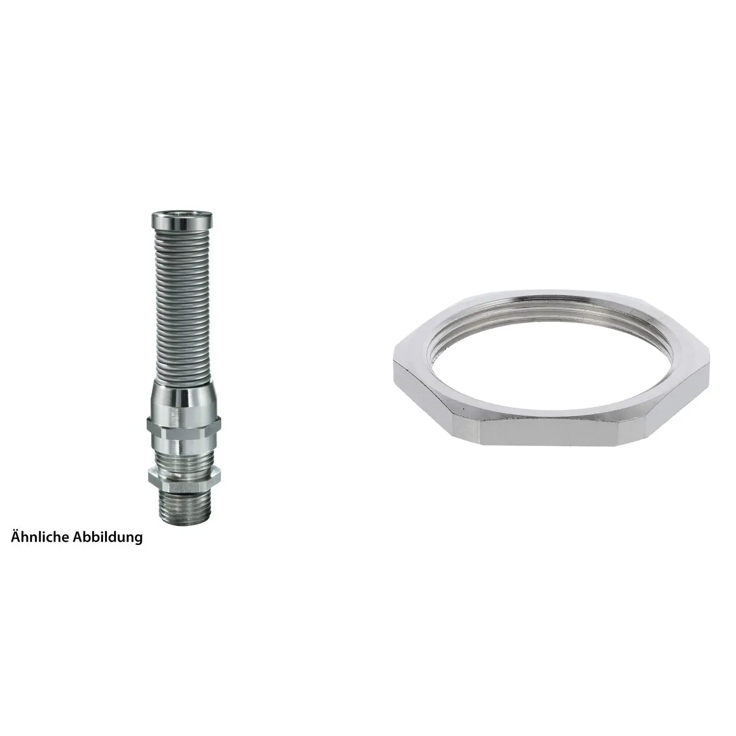 Produktfoto 1 von 59911945K WISKA Verschraubung mit M-Biegeschutz und Gegenmutter M40x1,5 lang inkl. O-Ring Messing (CuZn) vernickelt Gewindelänge 15,0mm