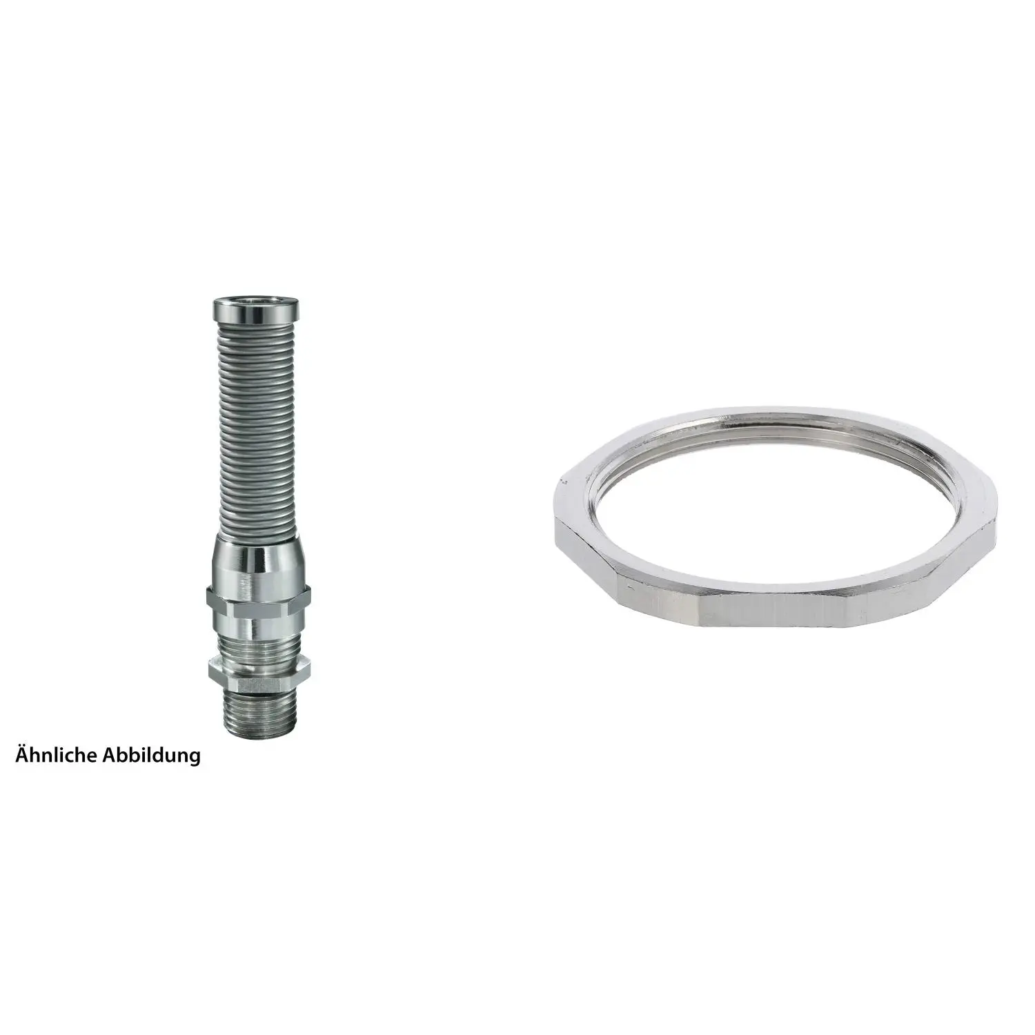 Produktfoto 1 von 59911947K WISKA Verschraubung mit M-Biegeschutz und Gegenmutter M50x1,5 lang inkl. O-Ring Messing (CuZn) vernickelt Gewindelänge 15,0mm