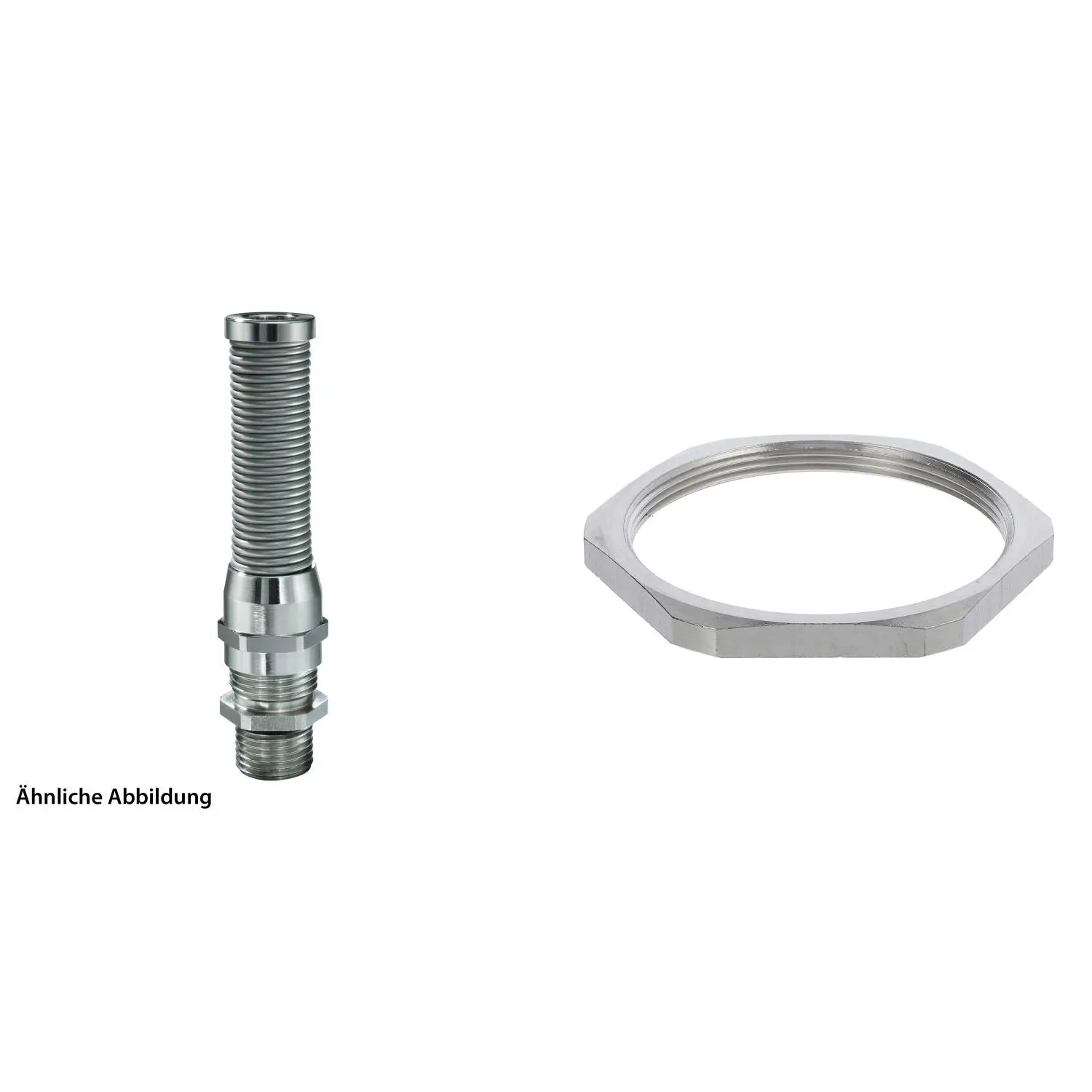 Produktfoto 1 von 59911949K WISKA Verschraubung mit M-Biegeschutz und Gegenmutter M63x1,5 lang inkl. O-Ring Messing (CuZn) vernickelt Gewindelänge 15,0mm