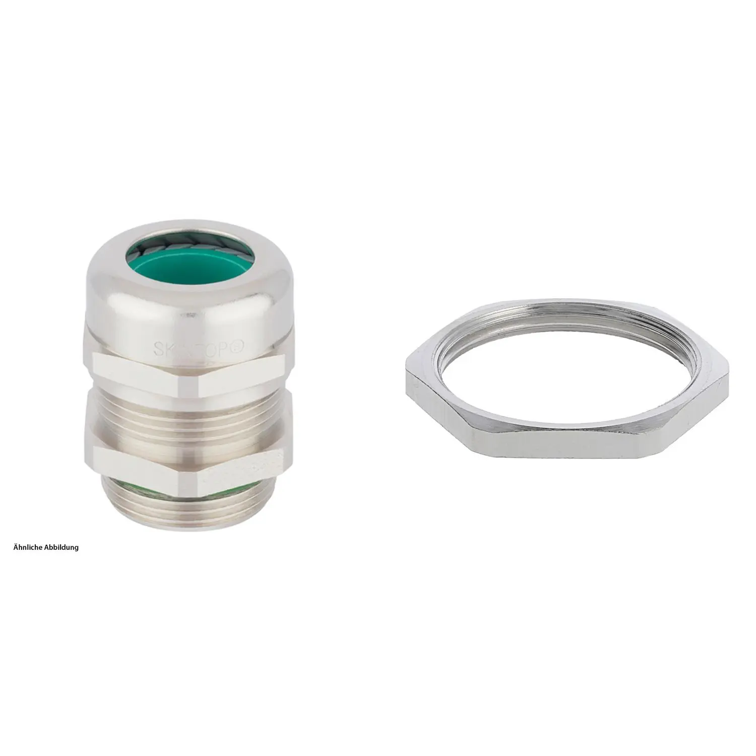 Produktfoto 1 von 59911571K LAPP Verschraubung halogenfrei mit Gegenmutter M32x1,5 Messing (CuZn) vernickelt Gewindelänge 9,0mm