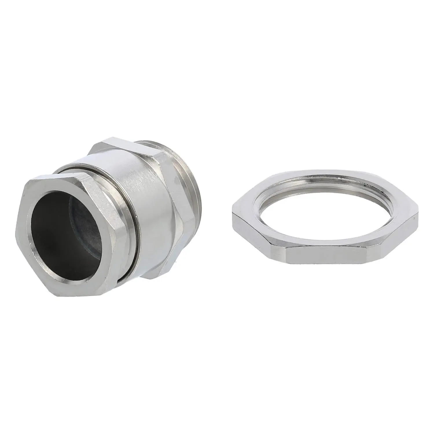 Produktfoto 1 von 59911336K WISKA DIN-Verschraubung mit Einschnittdichtung und Gegenmutter M20x1,5 Sechskant-Zwischenstutzen Messing (CuZn) vernickelt Gewindelänge 6,0mm