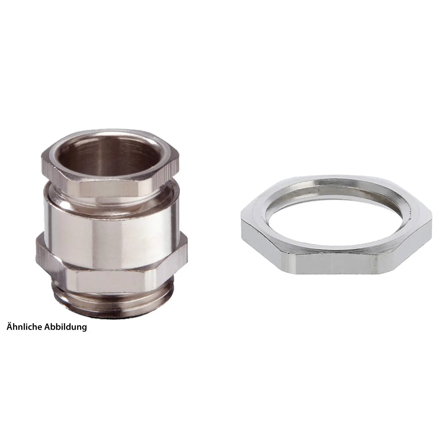 Produktfoto 1 von 59911335K WISKA DIN-Verschraubung mit Einschnittdichtung und Gegenmutter M16x1,5 Sechskant-Zwischenstutzen Messing (CuZn) vernickelt Gewindelänge 10,0mm