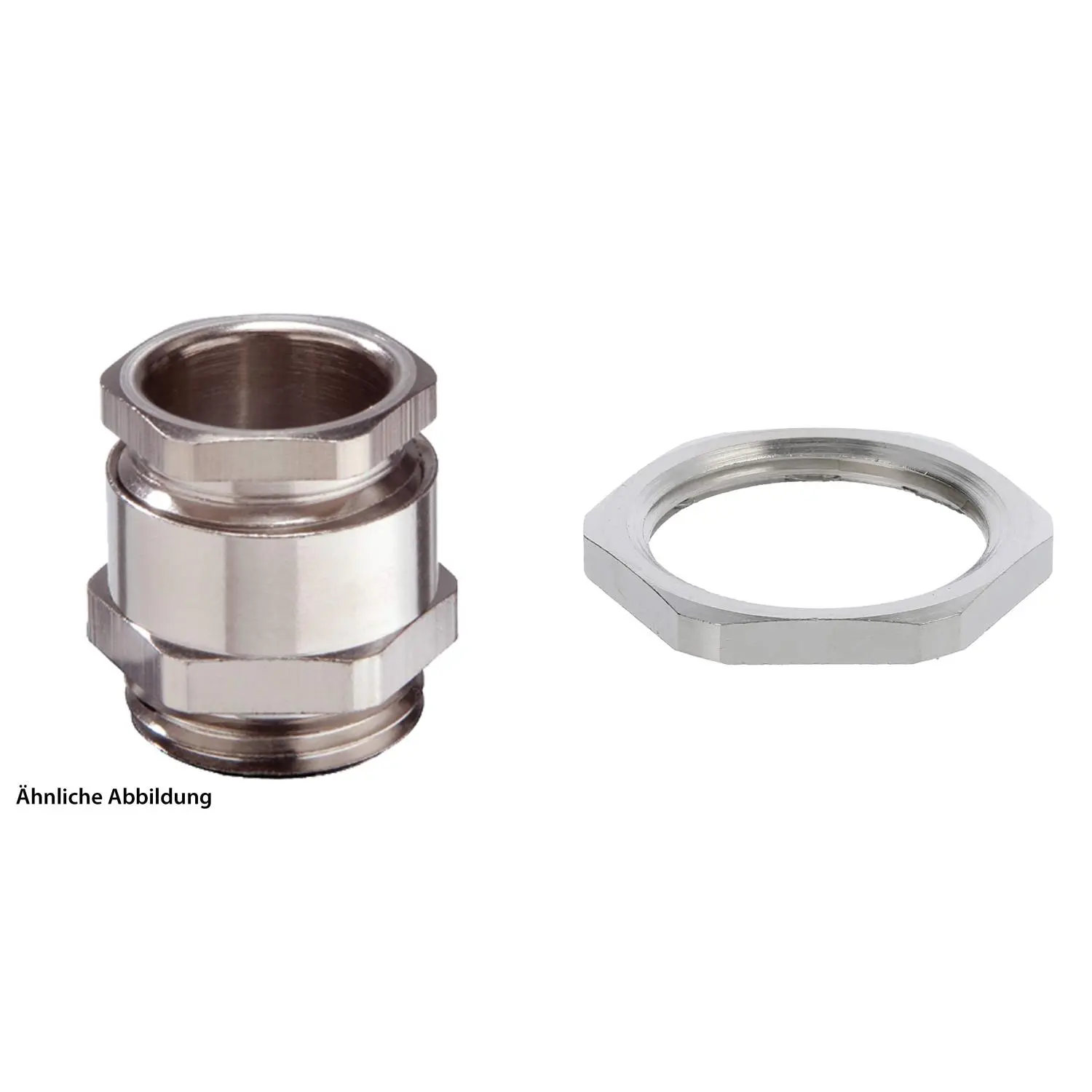 Produktfoto 1 von 59911339K WISKA DIN-Verschraubung mit Einschnittdichtung und Gegenmutter M25x1,5 Sechskant-Zwischenstutzen Messing (CuZn) vernickelt Gewindelänge 11,0mm