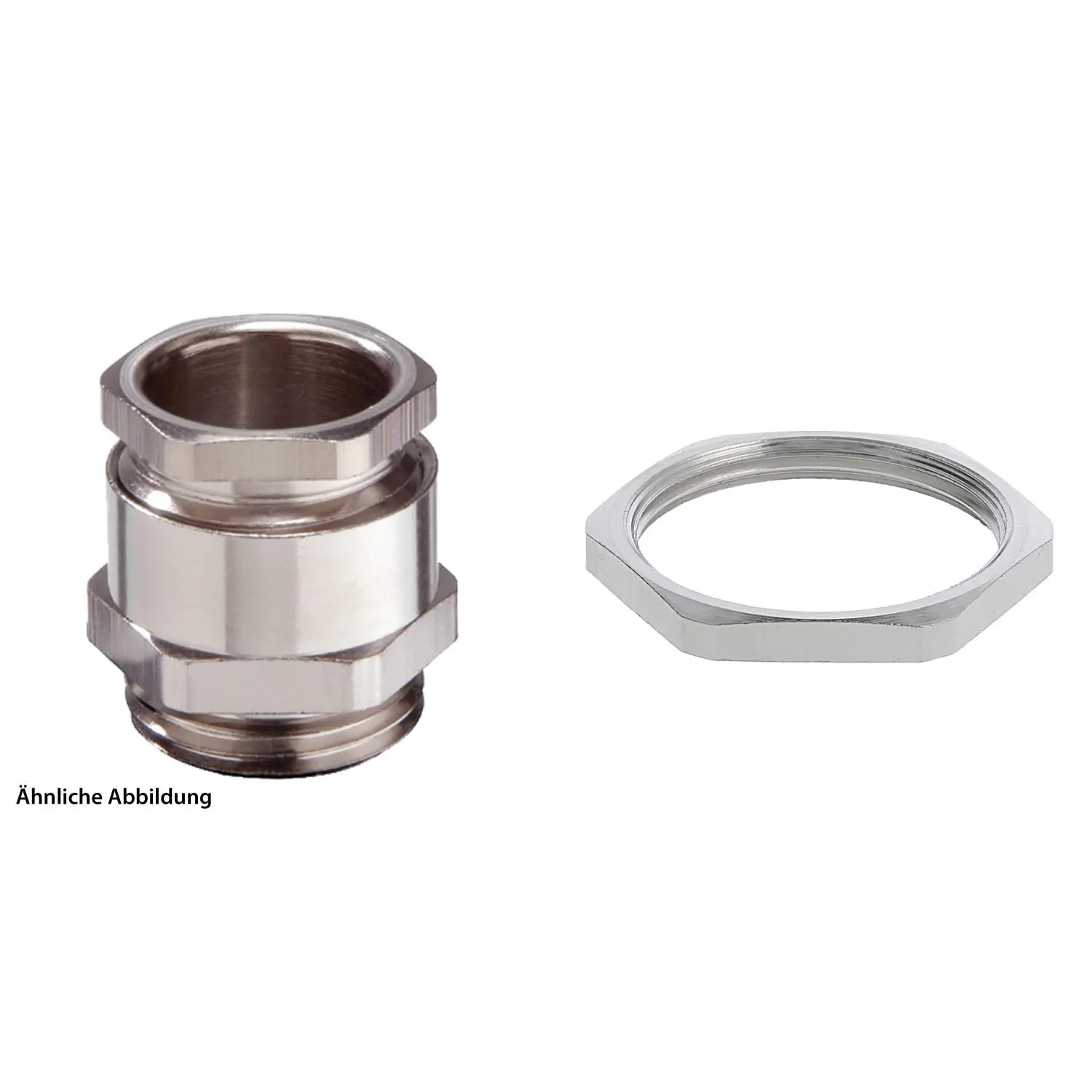 Produktfoto 1 von 59911341K WISKA DIN-Verschraubung mit Einschnittdichtung und Gegenmutter M32x1,5 Sechskant-Zwischenstutzen Messing (CuZn) vernickelt Gewindelänge 13,0mm