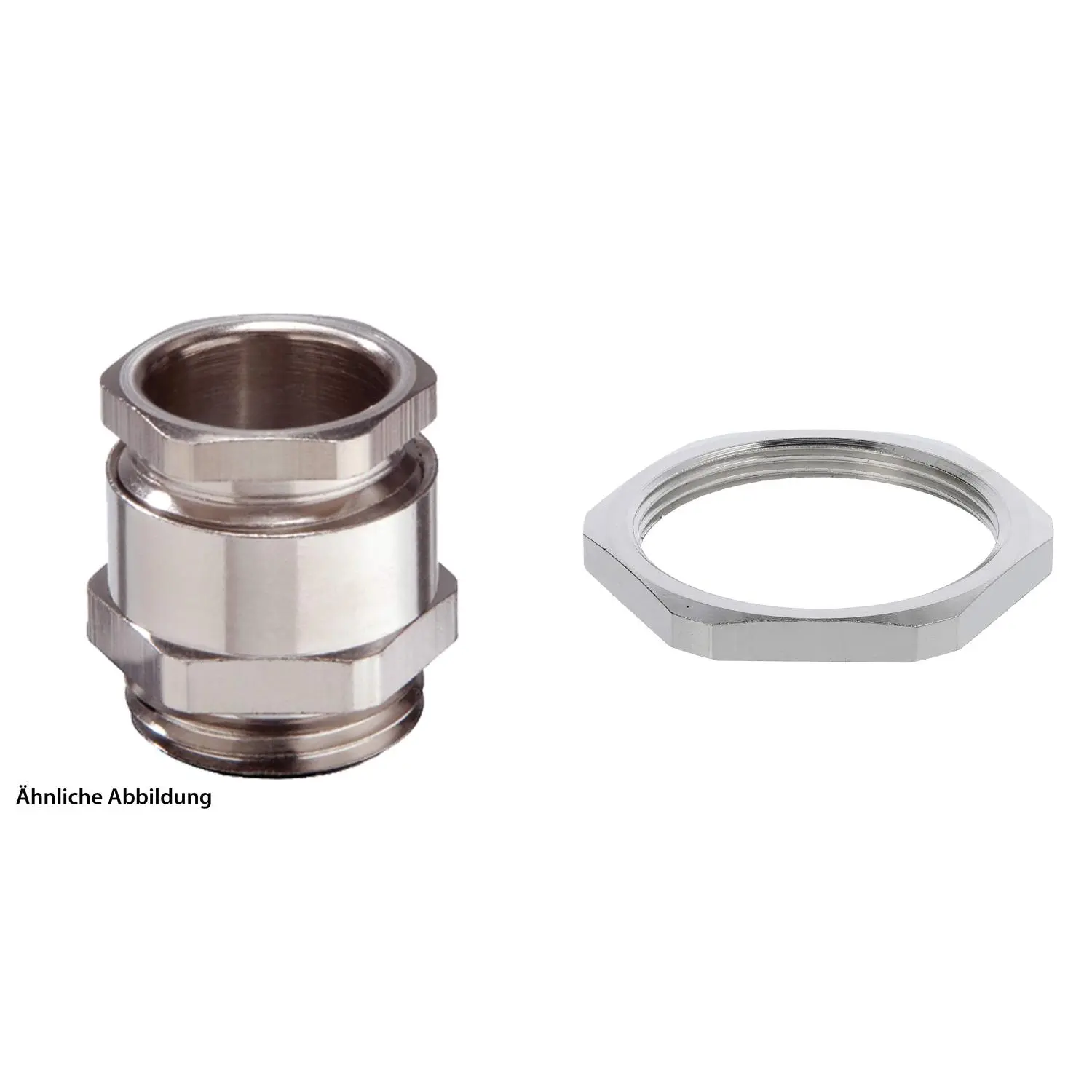 Produktfoto 1 von 59911343K WISKA DIN-Verschraubung mit Einschnittdichtung und Gegenmutter M40x1,5 Sechskant-Zwischenstutzen Messing (CuZn) vernickelt Gewindelänge 13,0mm
