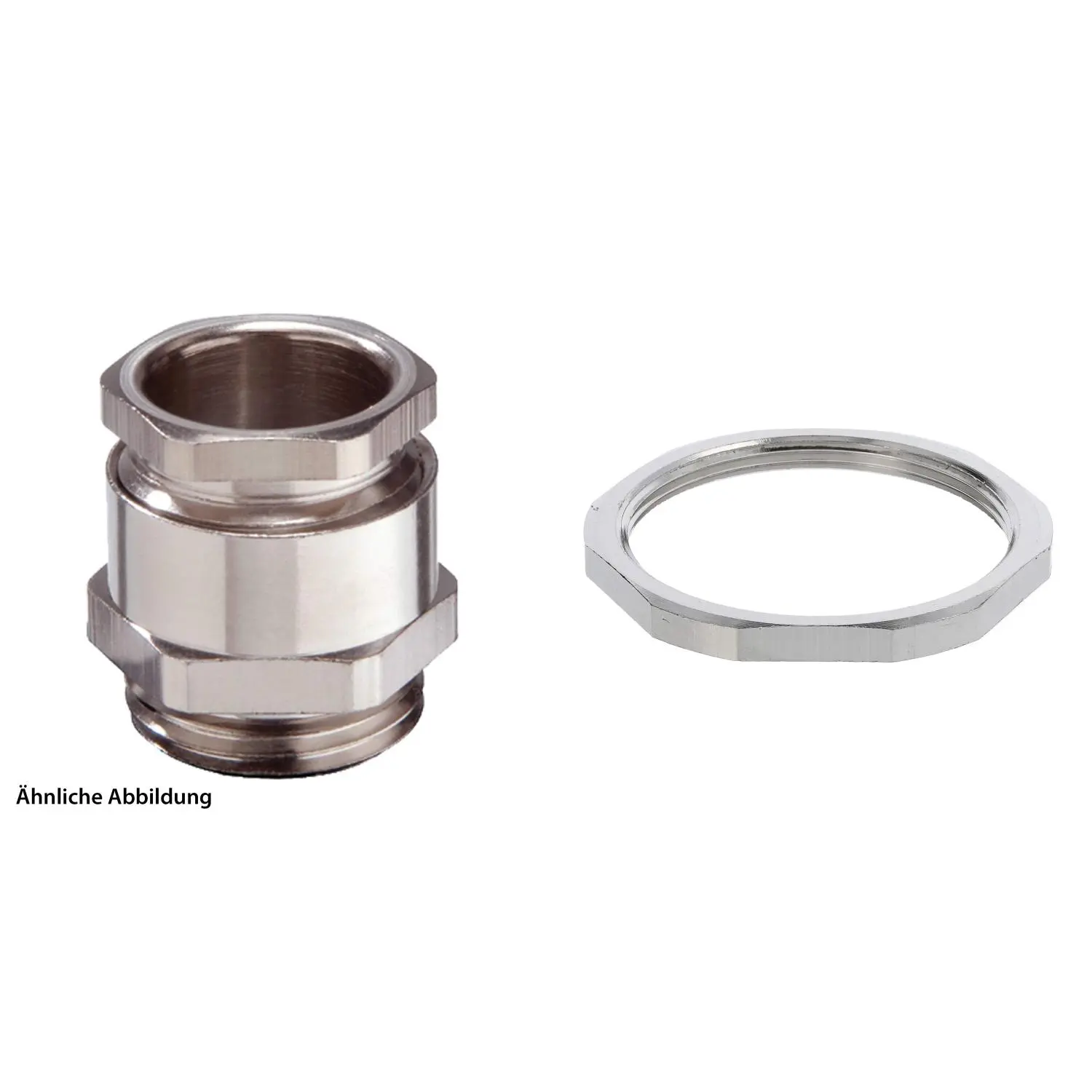 Produktfoto 1 von 59911345K WISKA DIN-Verschraubung mit Einschnittdichtung und Gegenmutter M50x1,5 Sechskant-Zwischenstutzen Messing (CuZn) vernickelt Gewindelänge 14,0mm