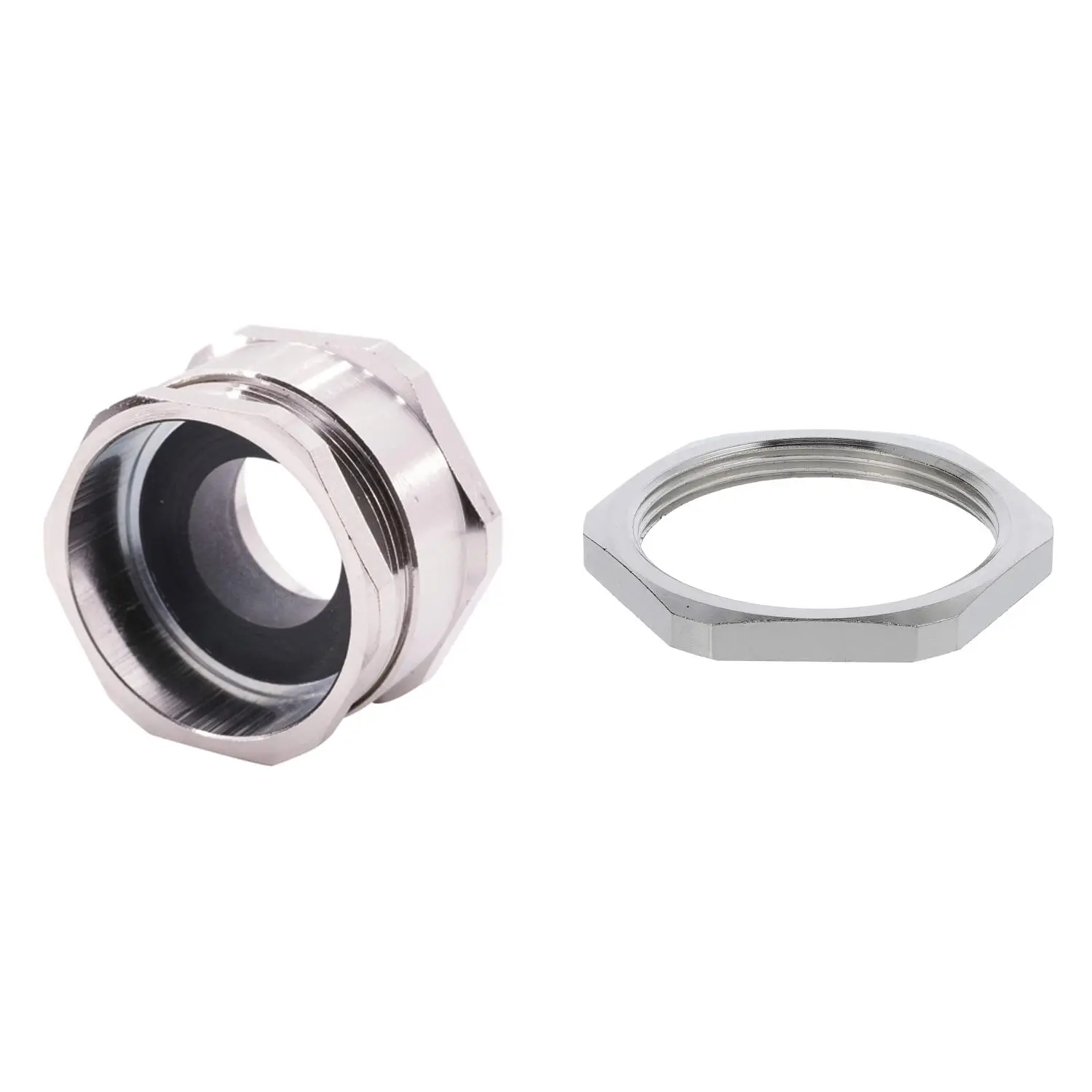 Produktfoto 1 von 59911342K WISKA DIN-Verschraubung mit Einschnittdichtung und Gegenmutter M40x1,5 Sechskant-Zwischenstutzen Messing (CuZn) vernickelt Gewindelänge 8,0mm