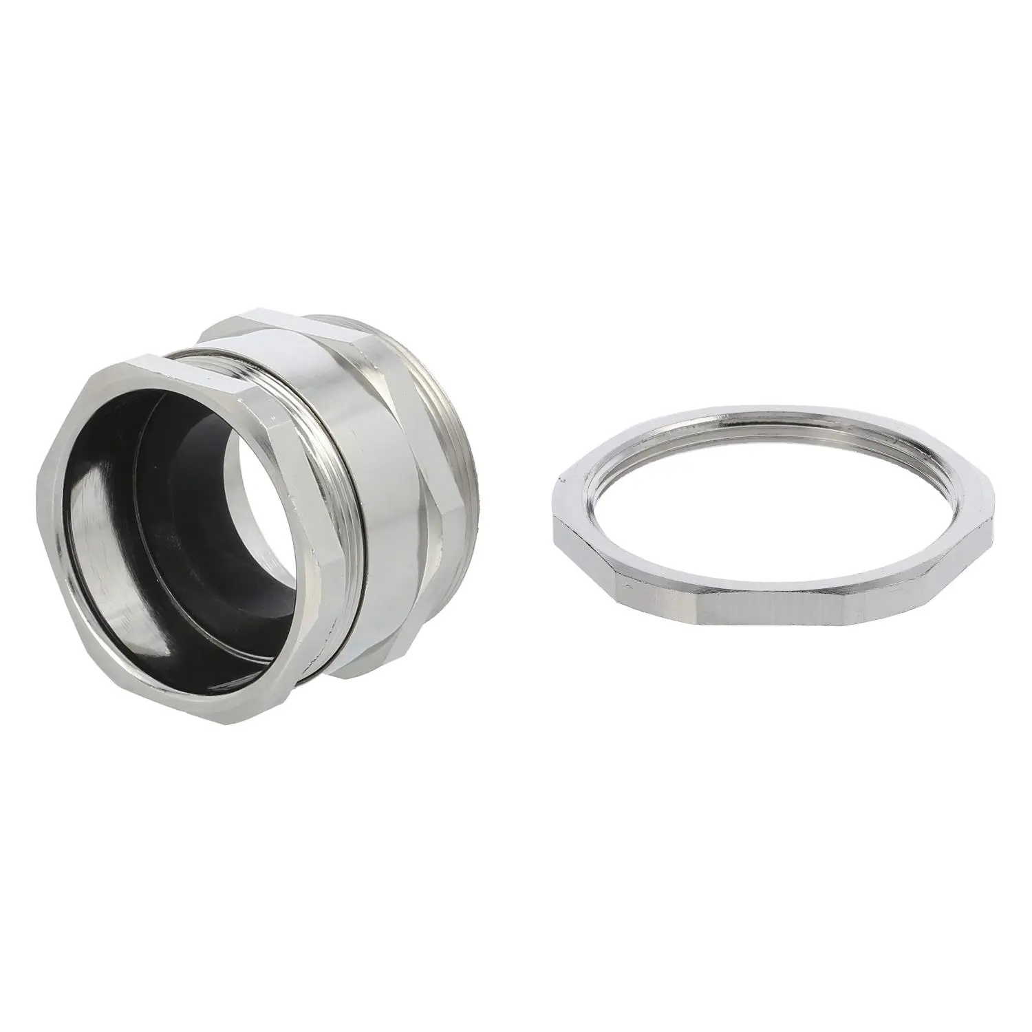 Produktfoto 1 von 59911344K WISKA DIN-Verschraubung mit Einschnittdichtung und Gegenmutter M50x1,5 Sechskant-Zwischenstutzen Messing (CuZn) vernickelt Gewindelänge 9,0mm