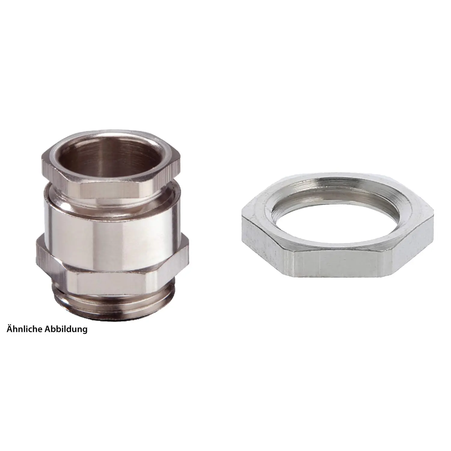 Produktfoto 1 von 59911332K WISKA DIN-Verschraubung mit Gegenmutter M12x1,5 Sechskant-Zwischenstutzen Messing (CuZn) vernickelt Gewindelänge 10,0mm