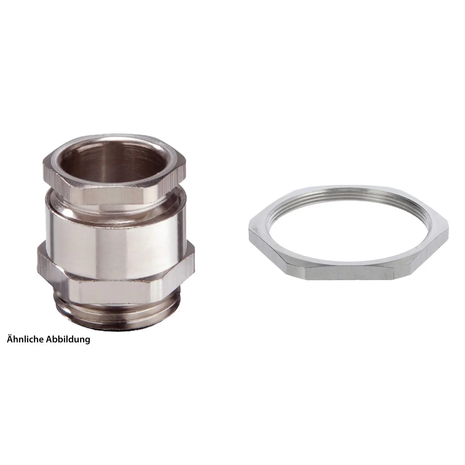 Produktfoto 1 von 59911347K WISKA DIN-Verschraubung mit Einschnittdichtung und Gegenmutter M63x1,5 Sechskant-Zwischenstutzen Messing (CuZn) vernickelt Gewindelänge 14,0mm