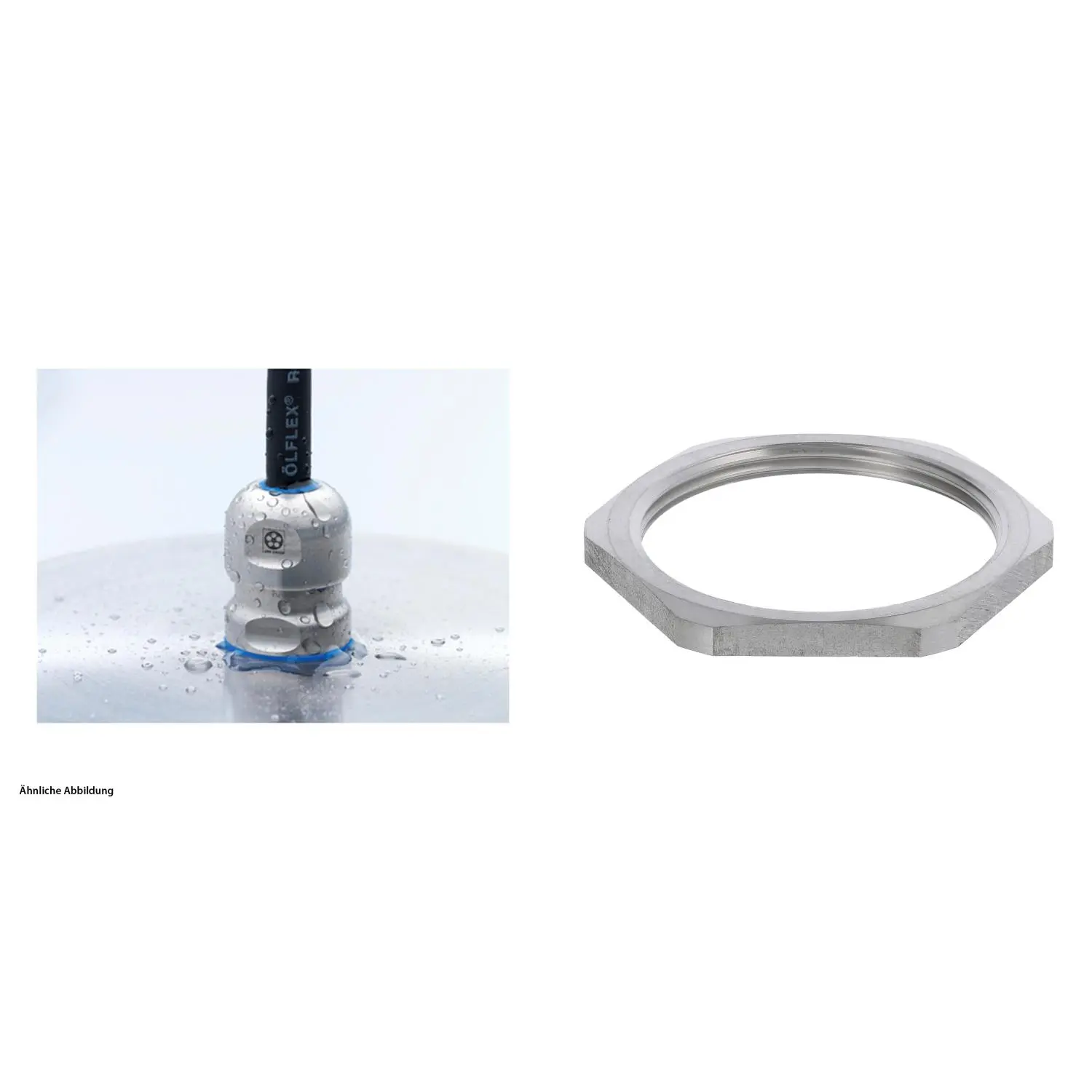 59911369K LAPP Edelstahlverschraubung Hygiene mit Gegenmutter M40x1,5 mit Reduzierung Edelstahl (1.4404) Gewindelänge 9,0mm