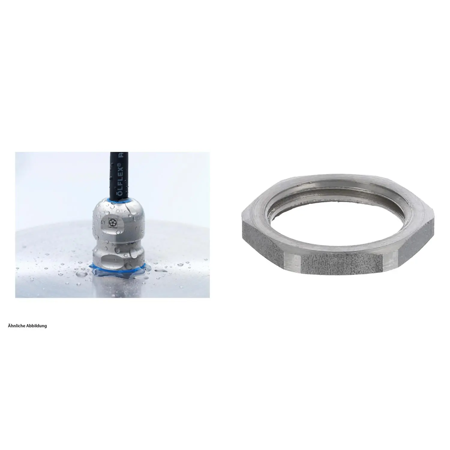 Produktfoto 1 von 59911360K LAPP Edelstahlverschraubung Hygiene mit Gegenmutter M16x1,5 Edelstahl (1.4404) Gewindelänge 7,0mm