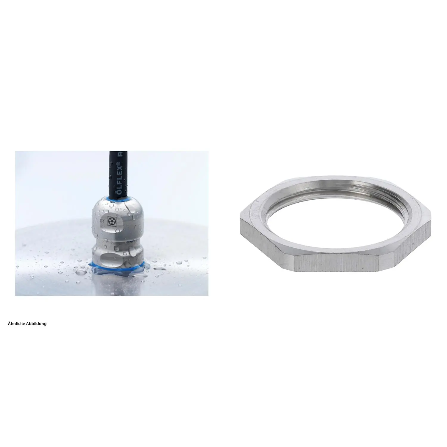 Produktfoto 1 von 59911364K LAPP Edelstahlverschraubung Hygiene mit Gegenmutter M25x1,5 Edelstahl (1.4404) Gewindelänge 8,0mm