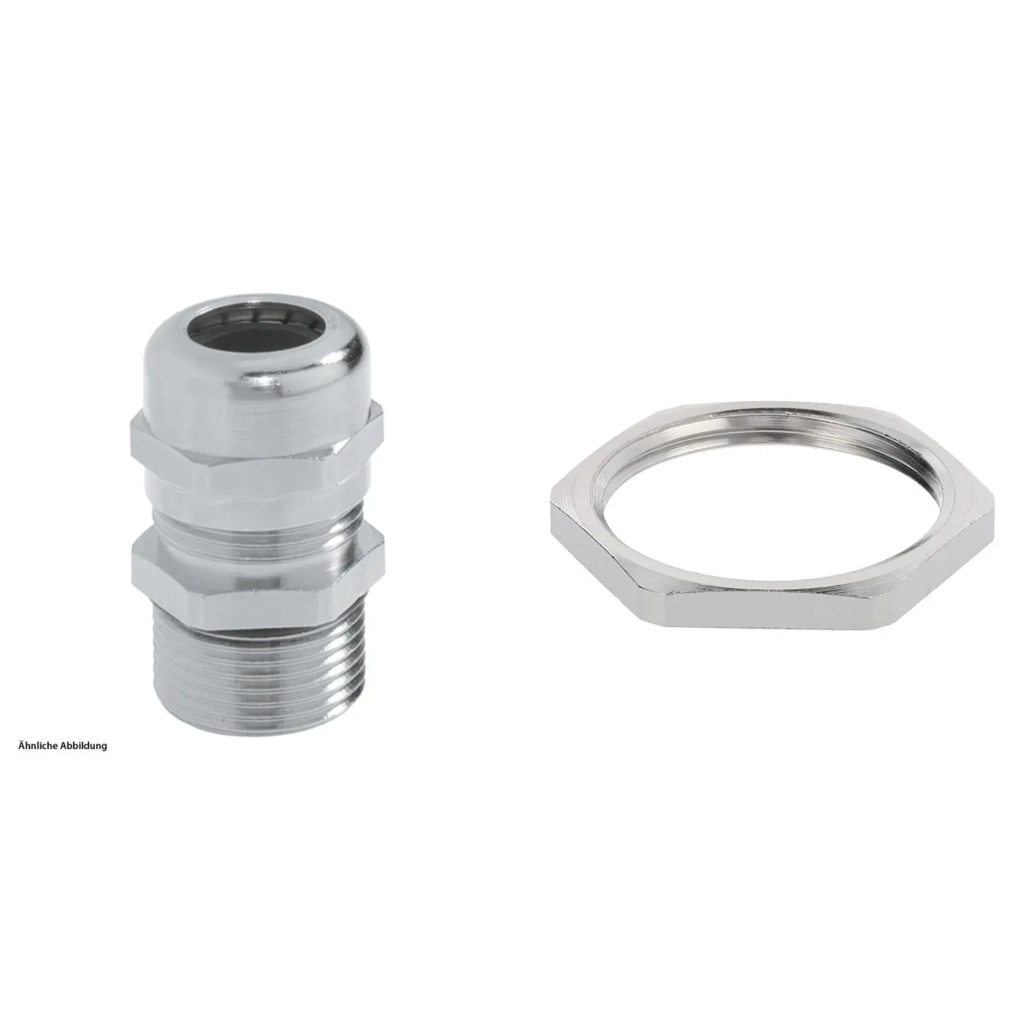 Produktfoto 1 von 59911909K LAPP Verschraubung mit Gegenmutter PG21x1,588 lang Messing (CuZn) vernickelt Gewindelänge 12,0mm