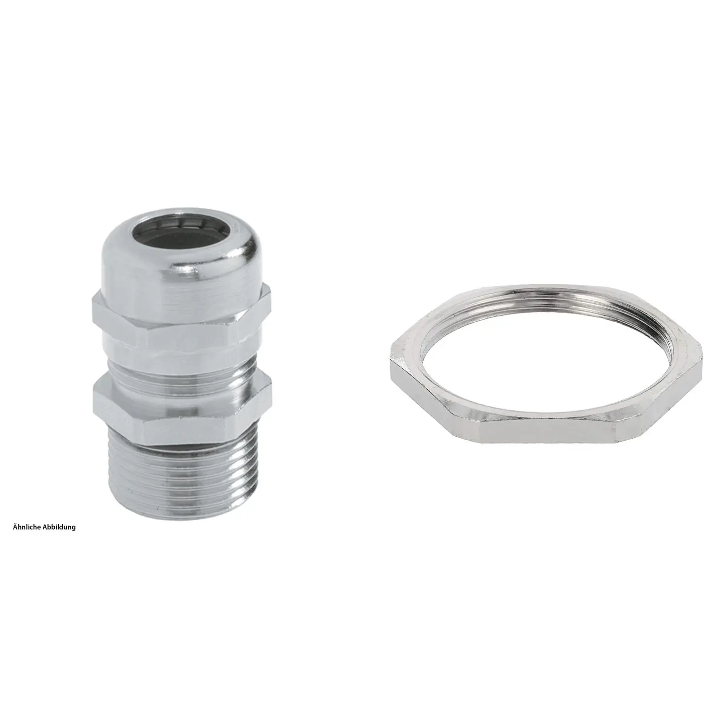 Produktfoto 1 von 59911915K LAPP Verschraubung mit Gegenmutter PG29x1,588 lang Messing (CuZn) vernickelt Gewindelänge 15,0mm