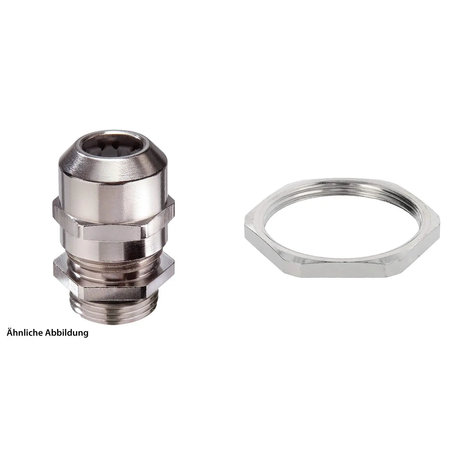 Produktfoto 1 von 59912034K WISKA Verschraubung niedrige Temperatur mit Gegenmutter PG29x1,588 Sechskant inkl. O-Ring Messing (CuZn) vernickelt Gewindelänge 8,0mm