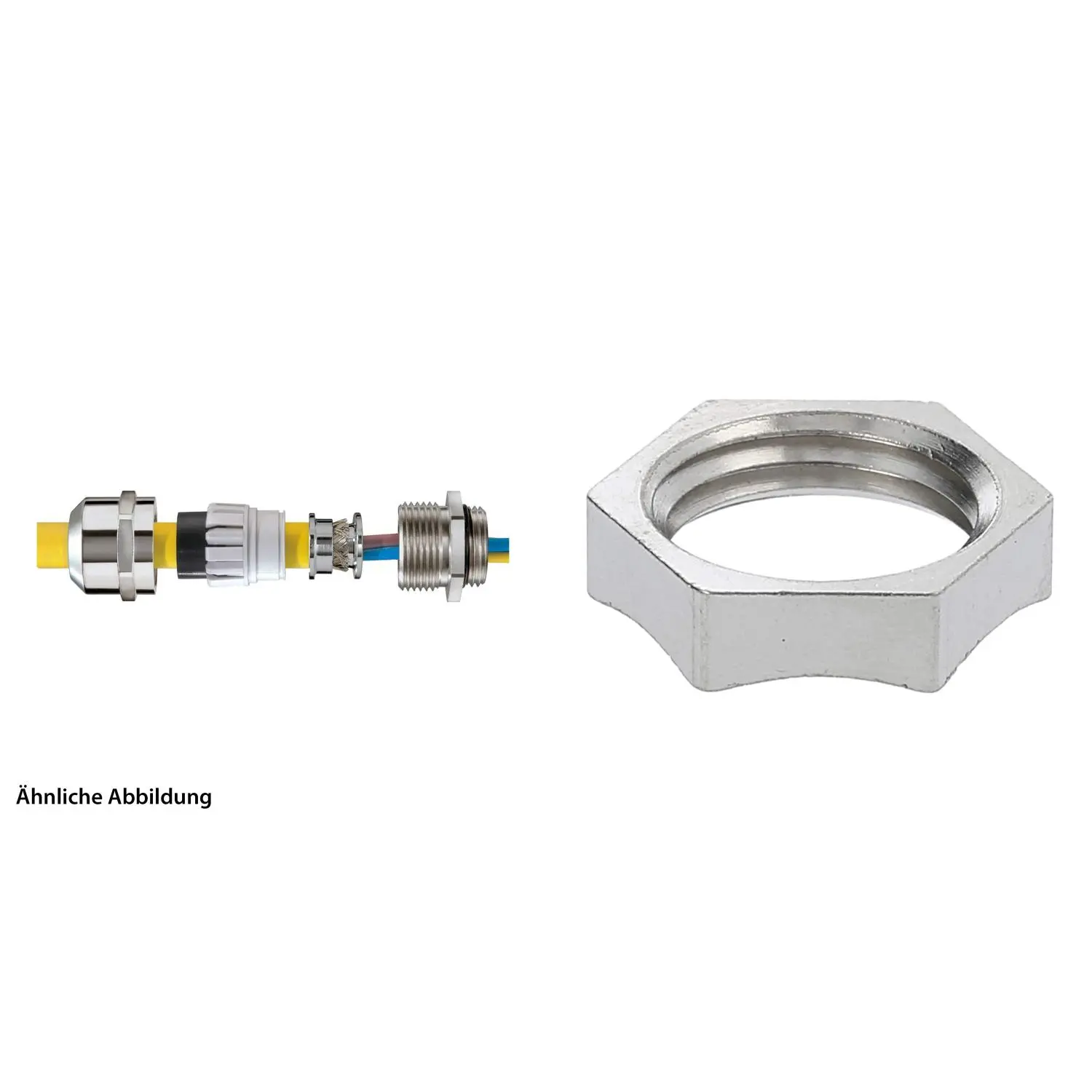 Produktfoto 1 von 59911532K WISKA Verschraubung EMV mit Gegenmutter PG7x1,27 mit Erdungseinsatz inkl. O-Ring Messing (CuZn) vernickelt Gewindelänge 5,0mm