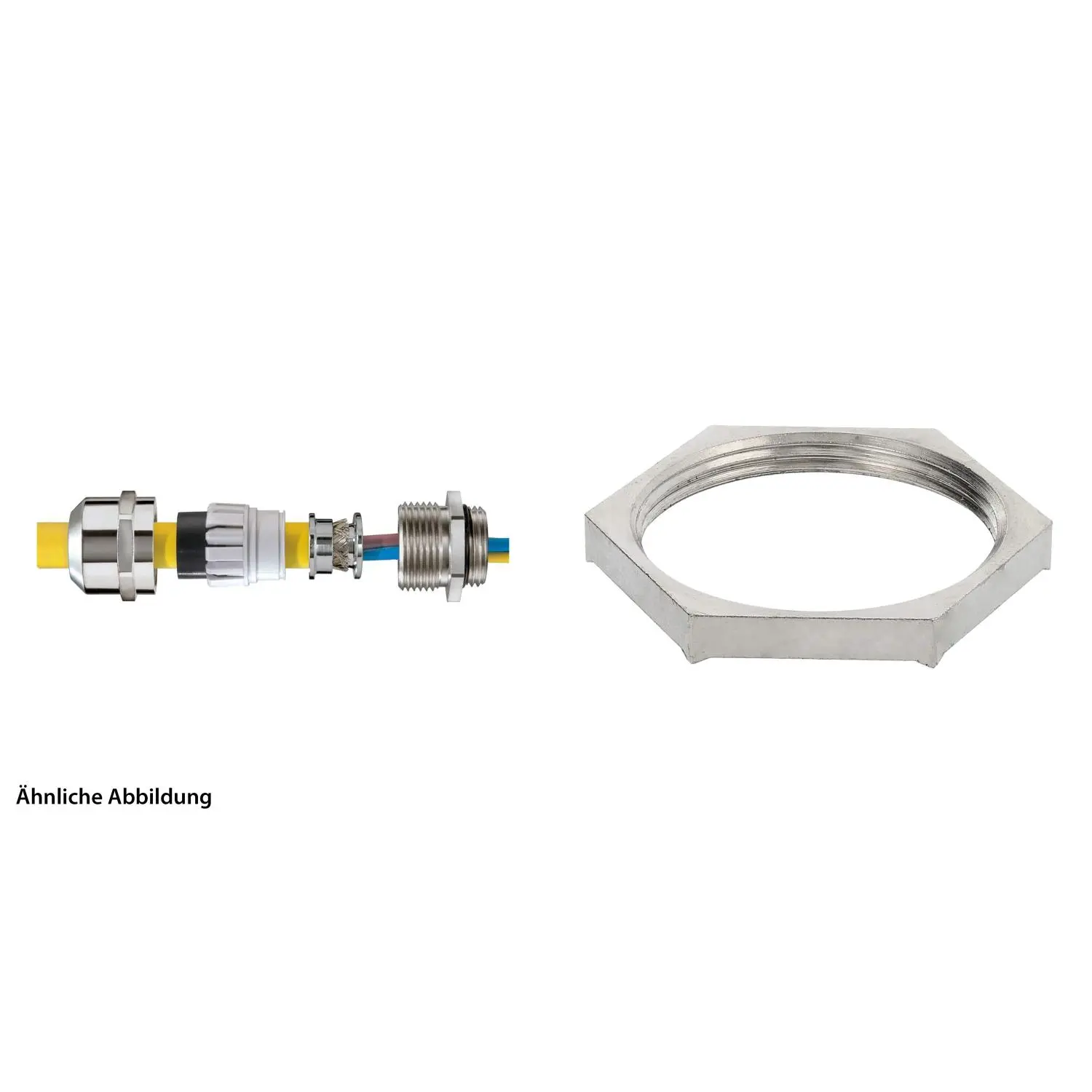 Produktfoto 1 von 59911522K WISKA Verschraubung EMV mit Gegenmutter PG16x1,41 mit Erdungseinsatz inkl. O-Ring Messing (CuZn) vernickelt Gewindelänge 6,0mm